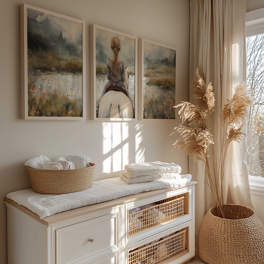 Alternative view of Speels Meisje op Wit Paard bij Rivier