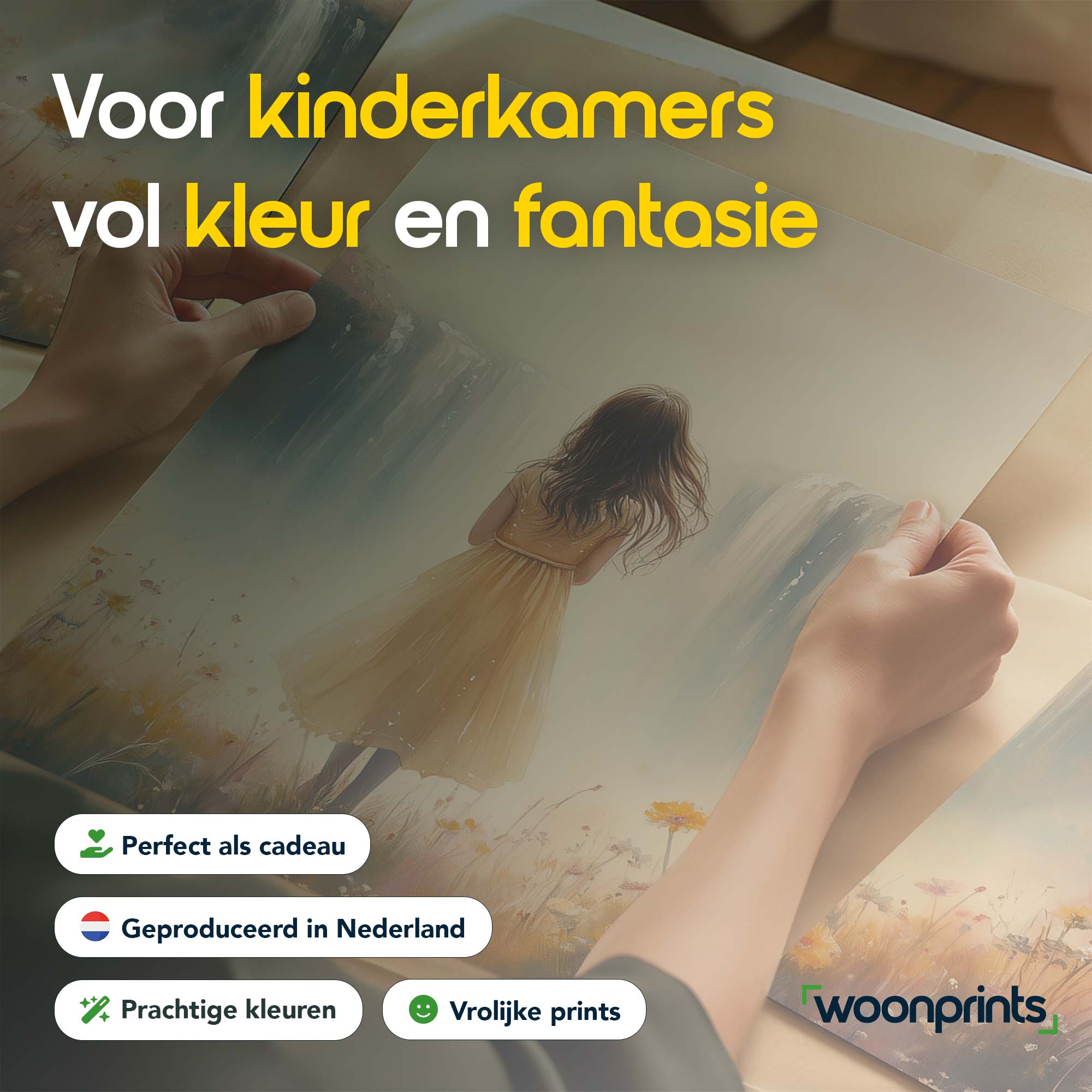 Zonnige Droom in Bloemenveld met Waterval - Afbeelding 4