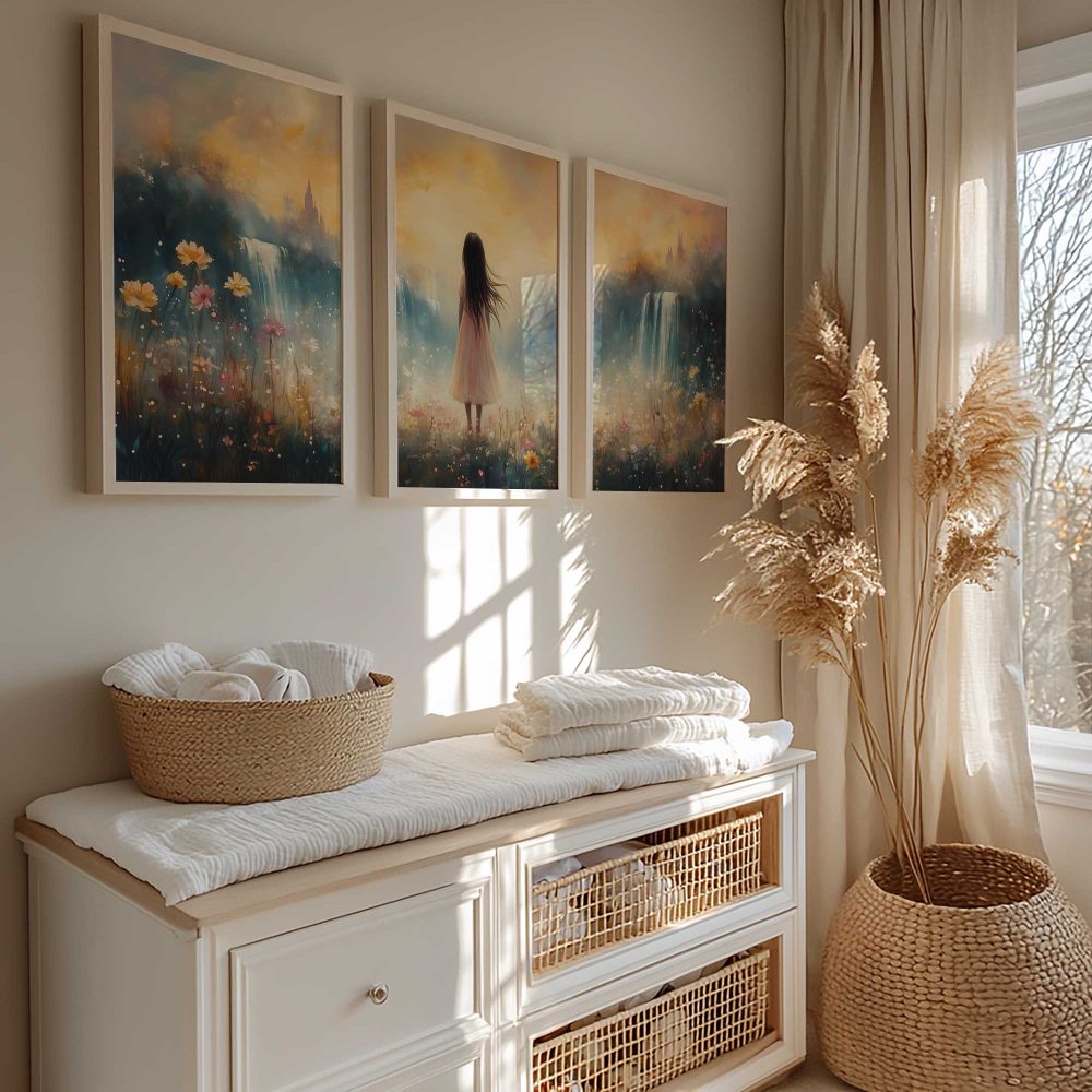 Alternative view of Feeërieke Dame in Bloemenveld met Kasteel