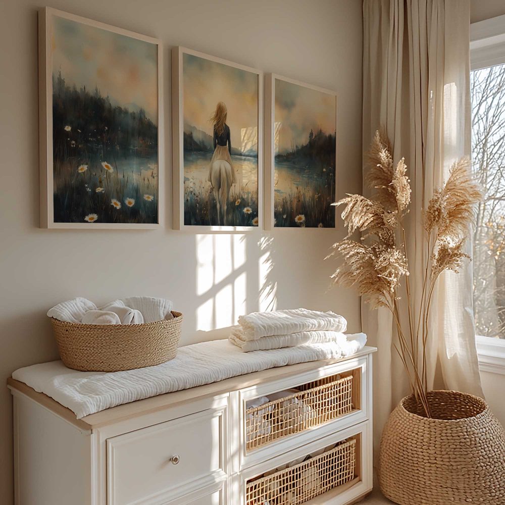 Alternative view of Betoverend Paard en Meisje in Bloemenveld