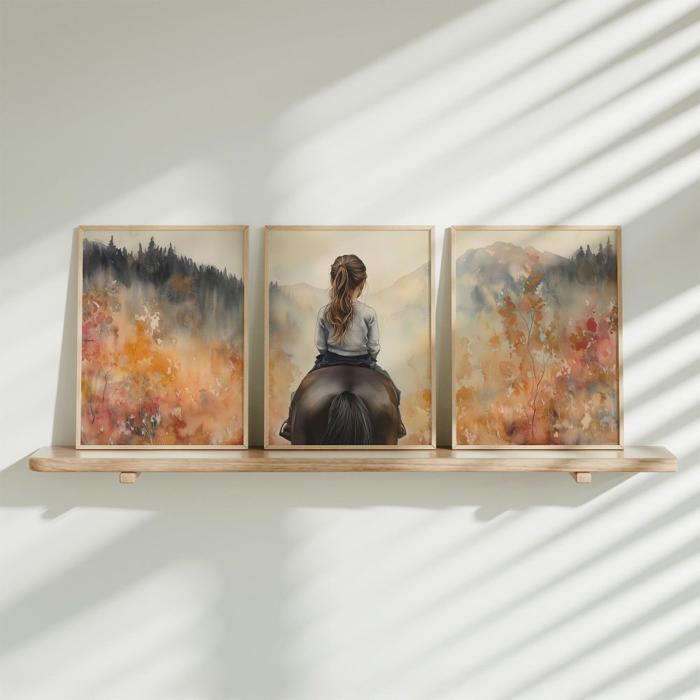 Betoverend Bosmeisje op Paard in Dromerige Waterverf