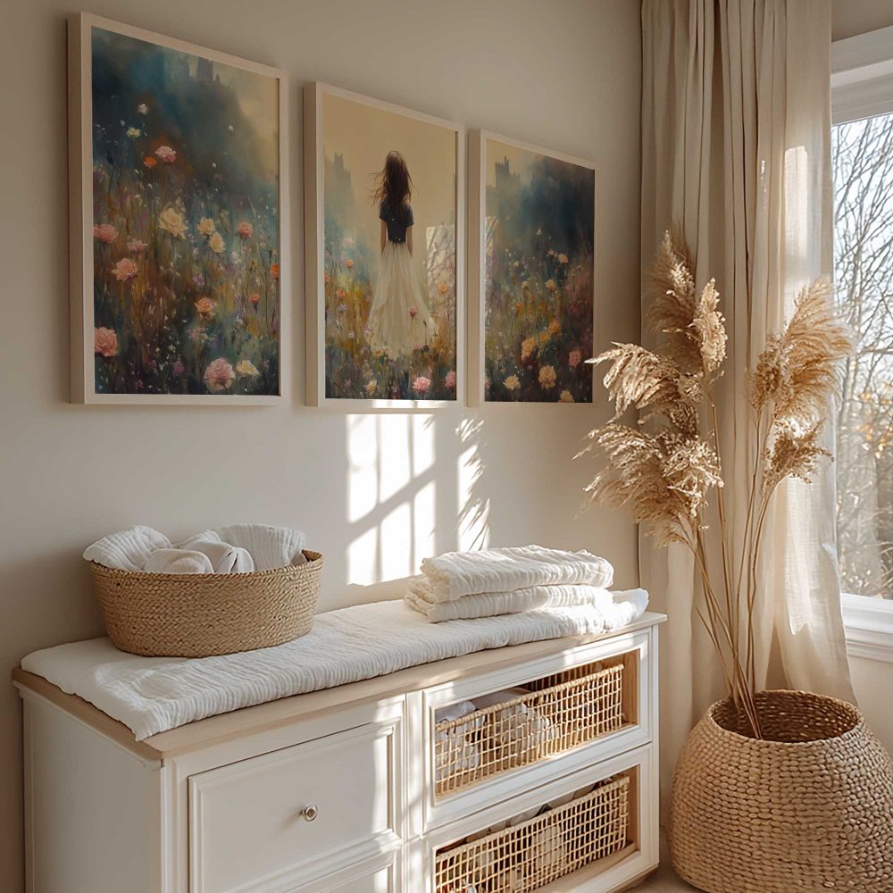 Alternative view of Feeërieke Dame in Bloemenveld met Kasteel