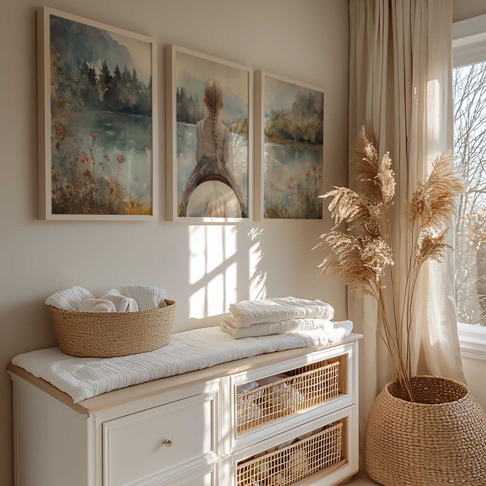 Alternative view of Speels Meisje op Paard bij Meer en Bergen