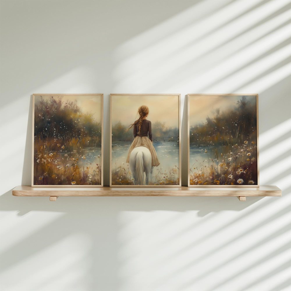 Betoverend Meisje op Wit Paard in Bloemenveld