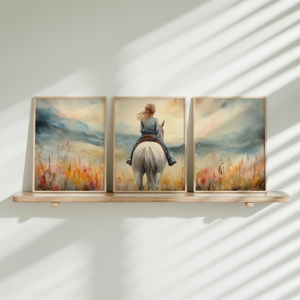 Avontuurlijk Meisje op Paard in Bloemenveld