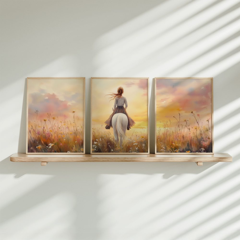 Feeërieke Droom: Vrouw en Paard in Bloemenveld