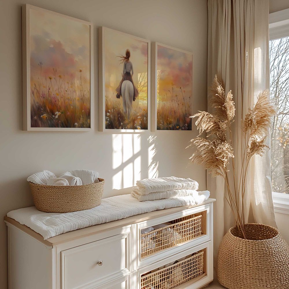 Alternative view of Feeërieke Droom: Vrouw en Paard in Bloemenveld