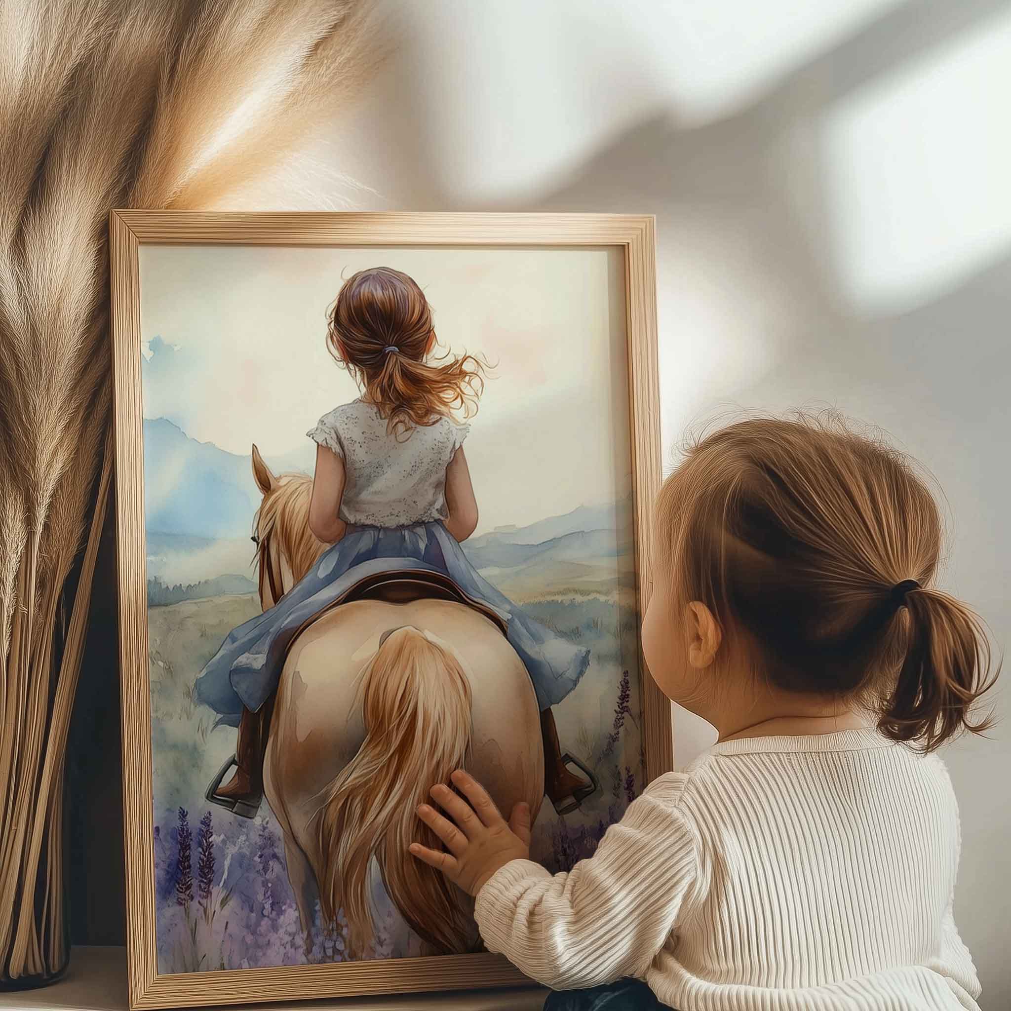 Magisch Meisje op Paard tussen Paarse Bloemen - Afbeelding 6
