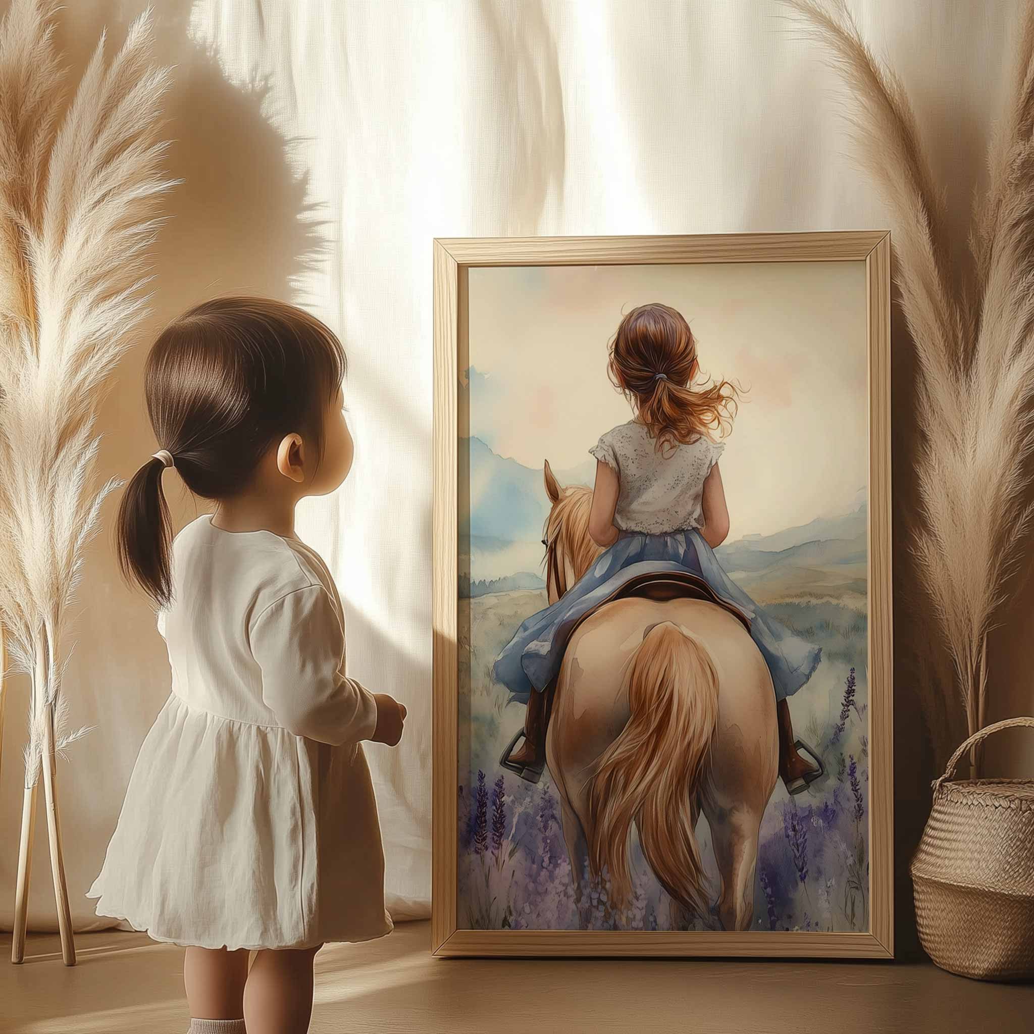 Magisch Meisje op Paard tussen Paarse Bloemen - Afbeelding 12