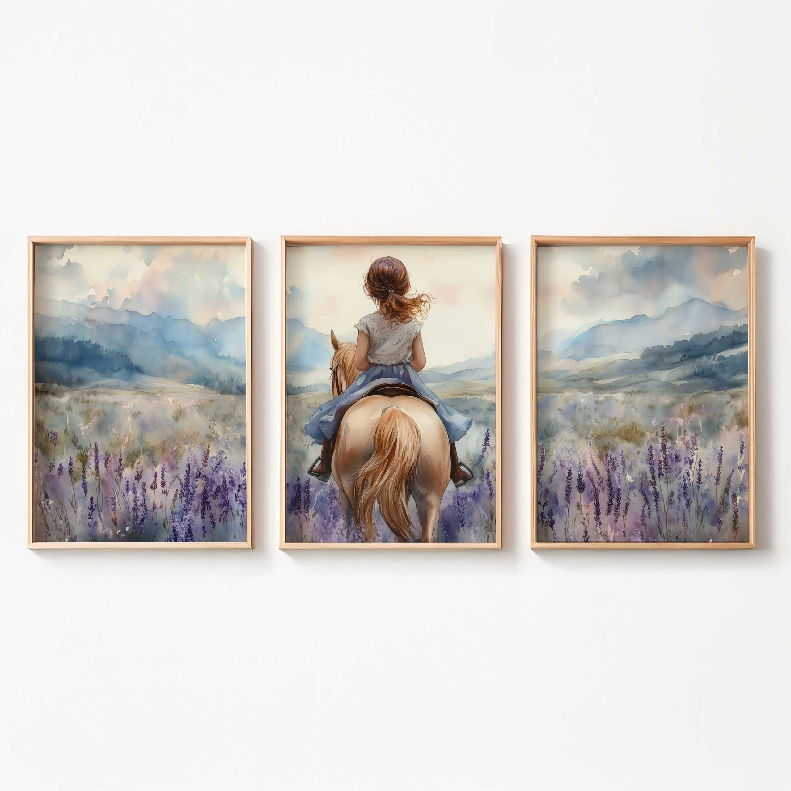 Magisch Meisje op Paard tussen Paarse Bloemen - Afbeelding 9