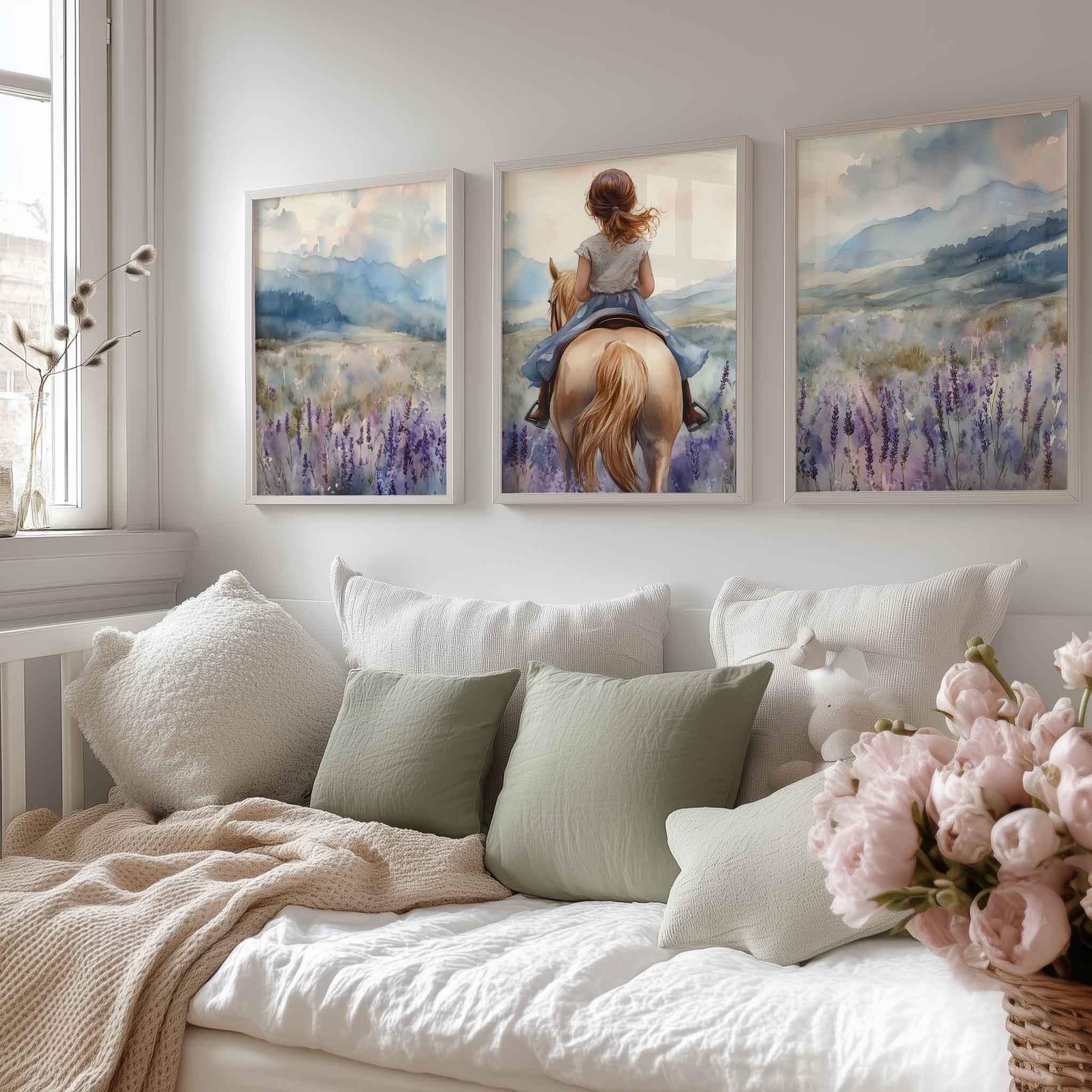 Magisch Meisje op Paard tussen Paarse Bloemen - Afbeelding 14