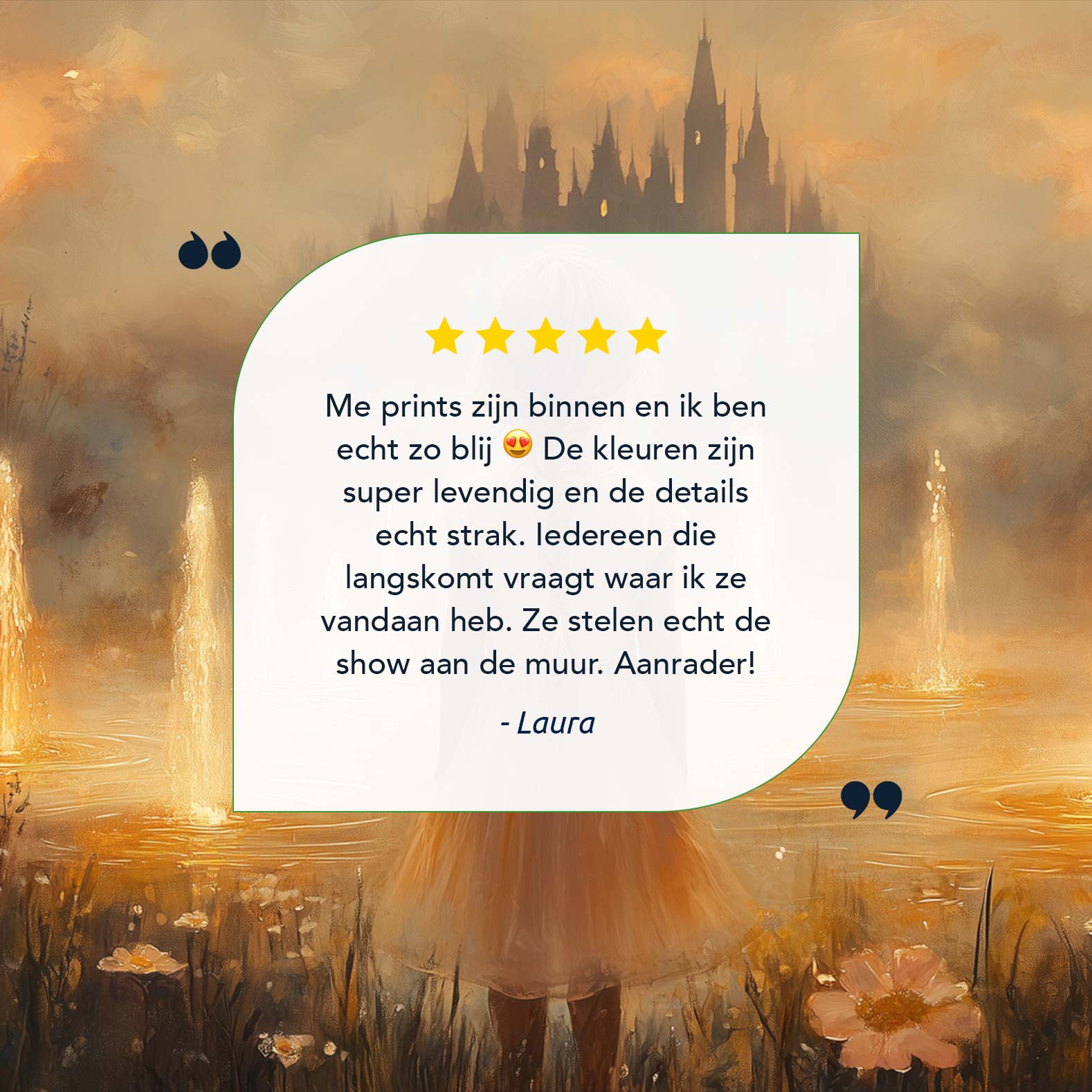 Magisch Meisje in Bloemenveld met Betoverend Kasteel - Afbeelding 13