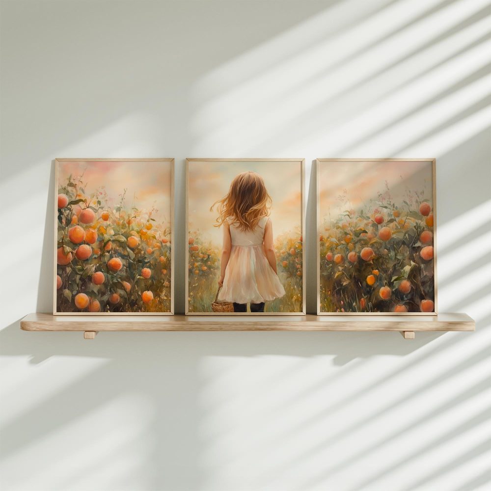 Meisje in Oranje Bloemenveld met Mandje