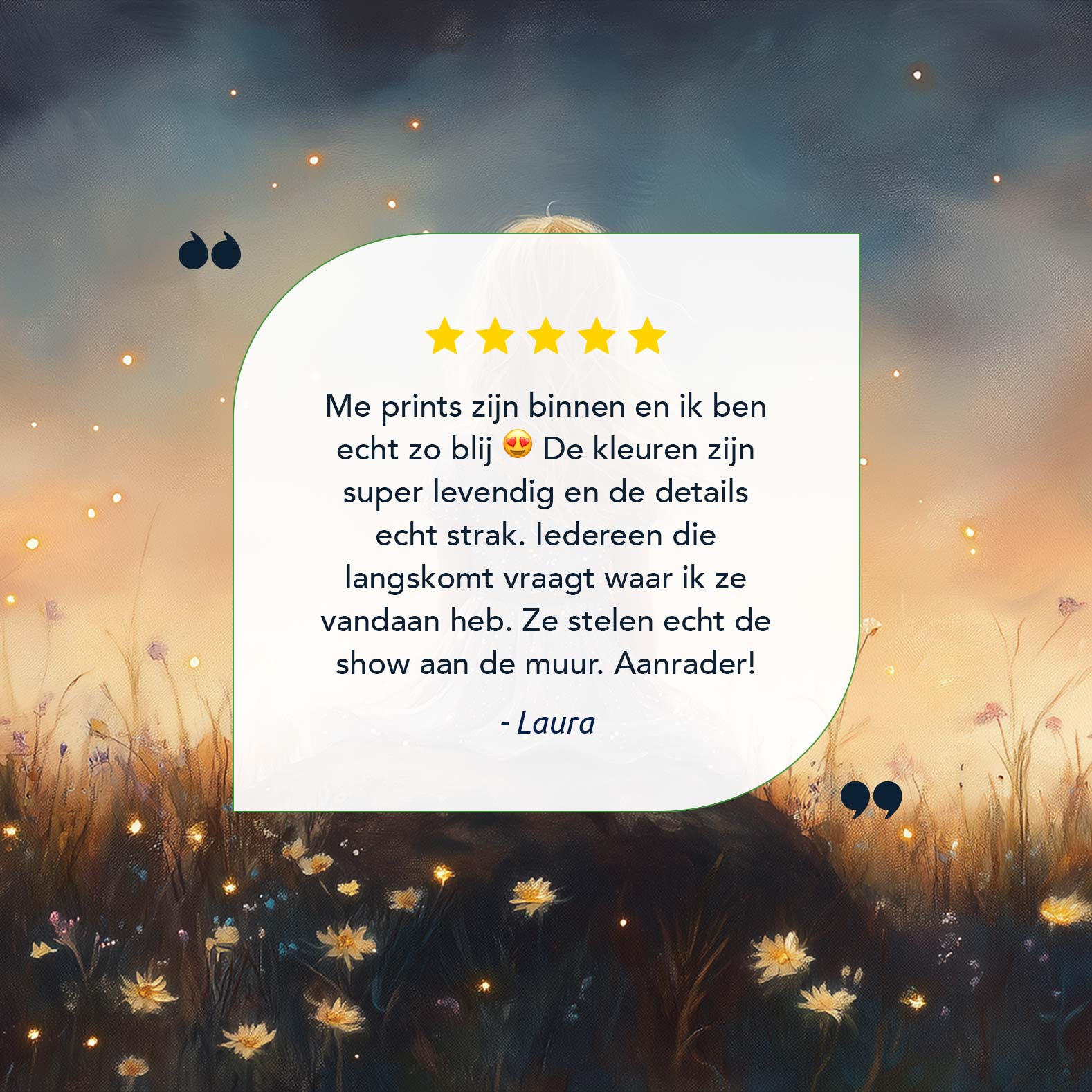 Magisch Meisje in Bloemenveld met Sterrenhemel - Afbeelding 13