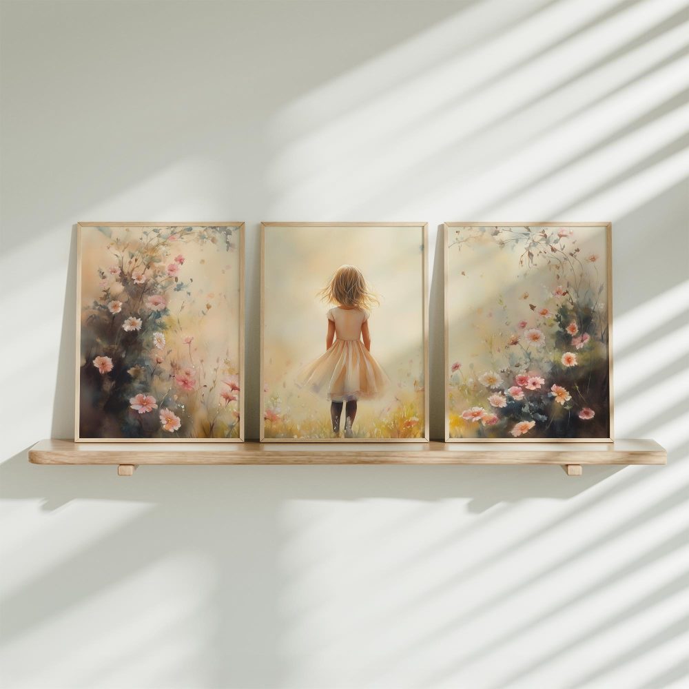 Zacht Dromerig Meisje in Bloemenveld