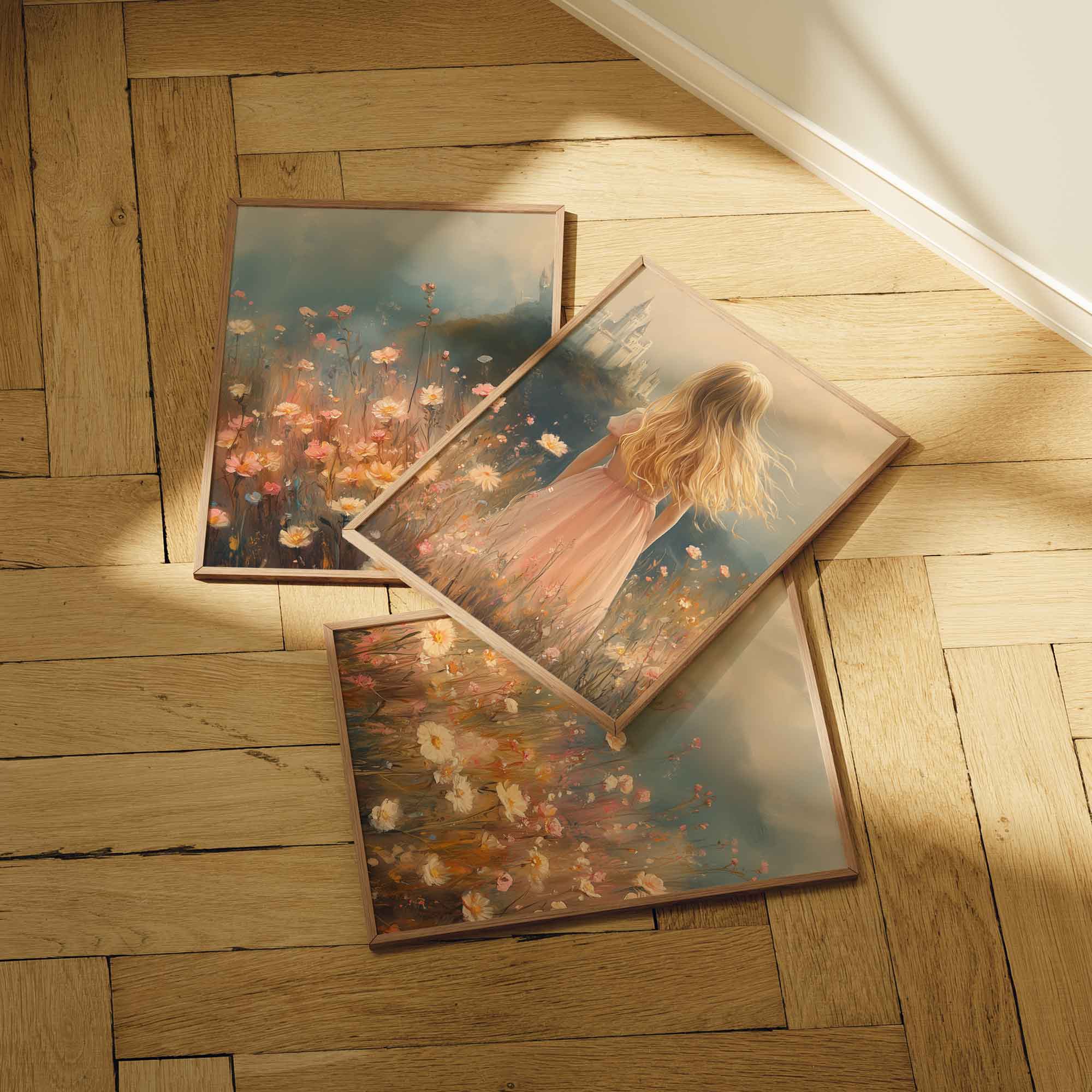 Speels Meisje in Bloemenveld met Kasteel - Afbeelding 7