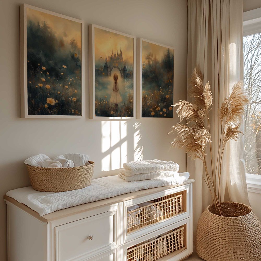 Alternative view of Magisch Meisje in Bloemenveld bij Betoverend Kasteel