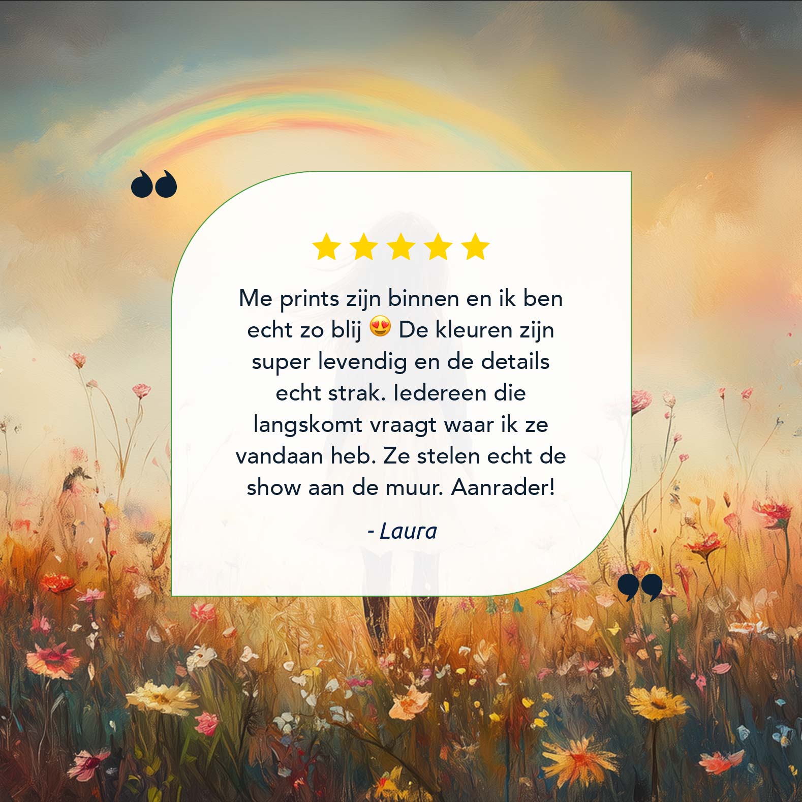 Speels Meisje in Bloemenveld met Regenboog - Afbeelding 13