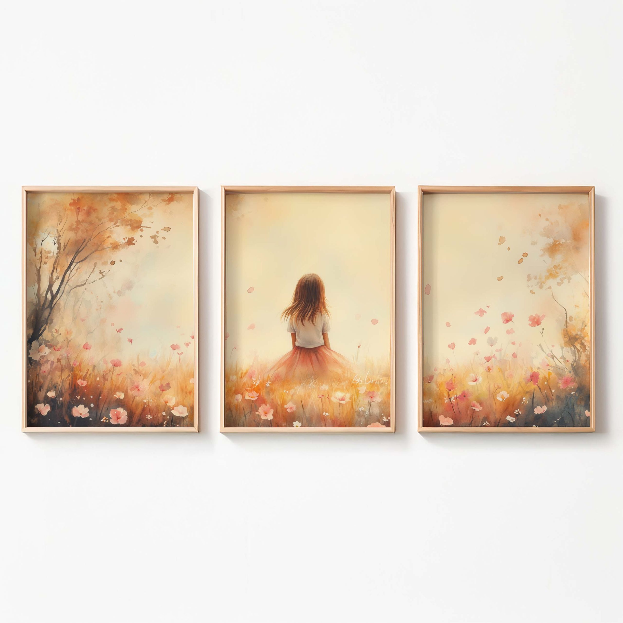Zacht Dromerig Meisje in Bloemenveld – Pastel Sfeer - Afbeelding 9