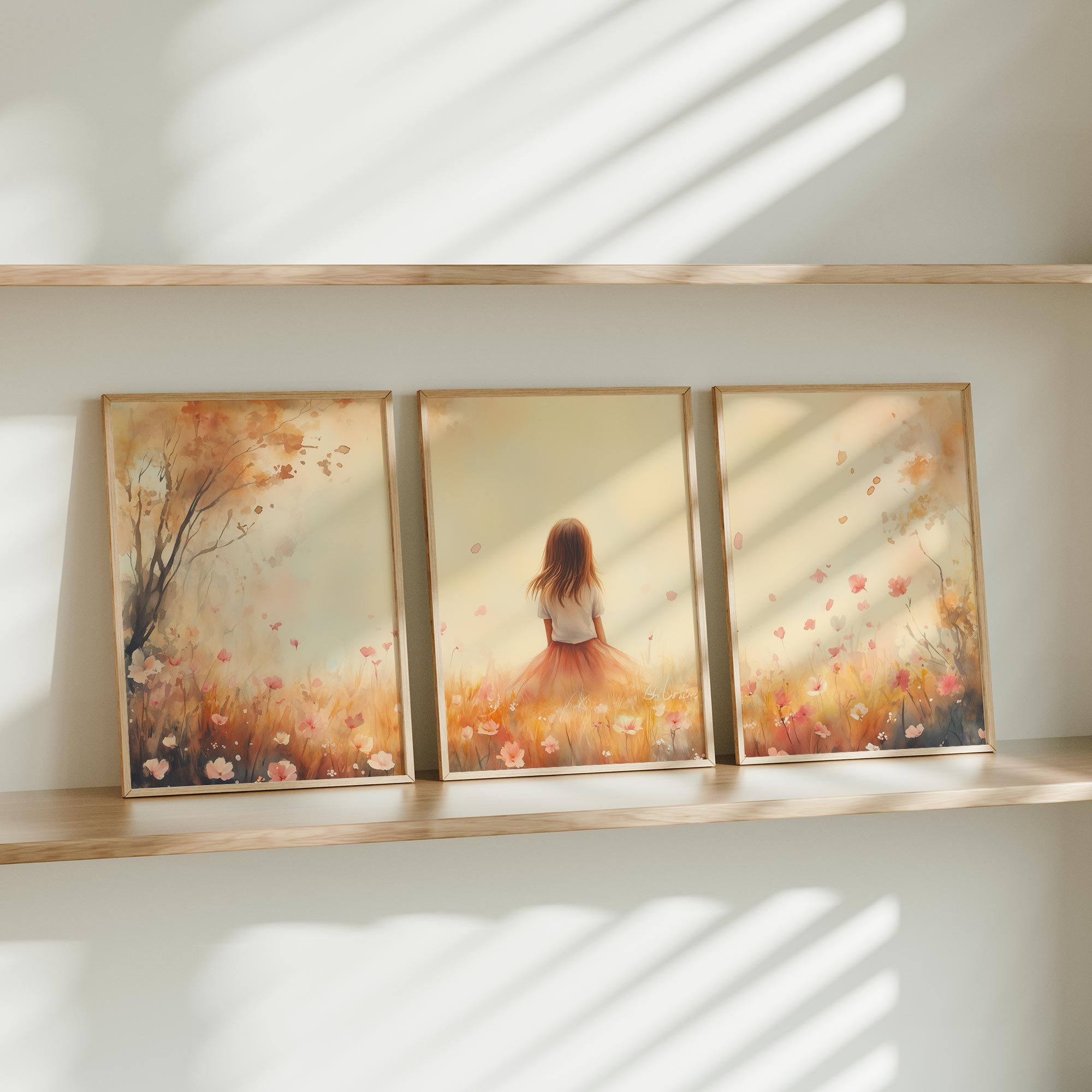 Zacht Dromerig Meisje in Bloemenveld – Pastel Sfeer - Afbeelding 11