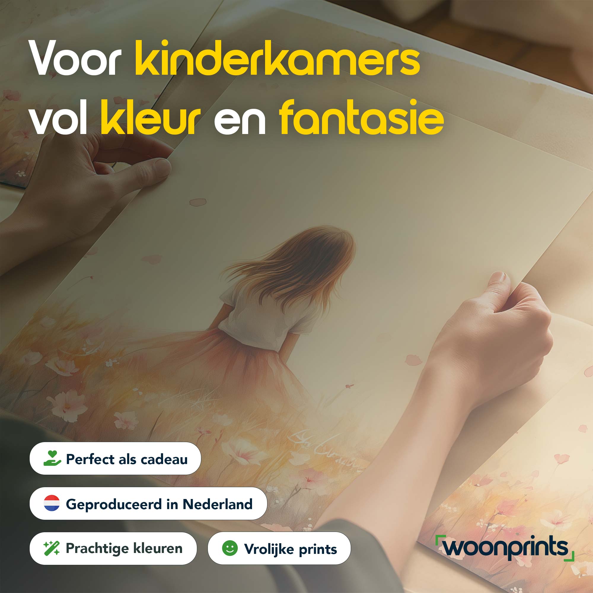 Zacht Dromerig Meisje in Bloemenveld – Pastel Sfeer - Afbeelding 4