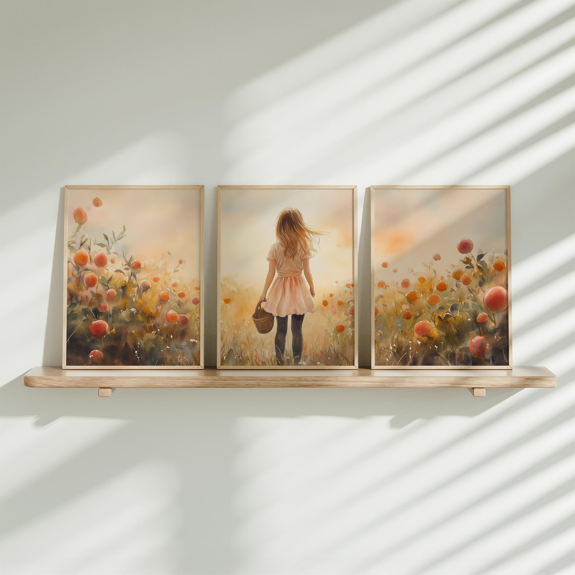Zonnig Meisje in Bloemenveld met Mandje