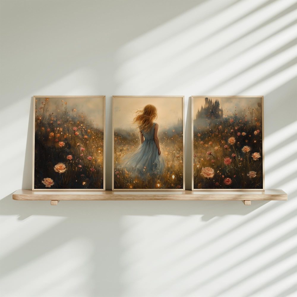 Betoverend Blauw: Dromerig Meisje in Bloemenveld