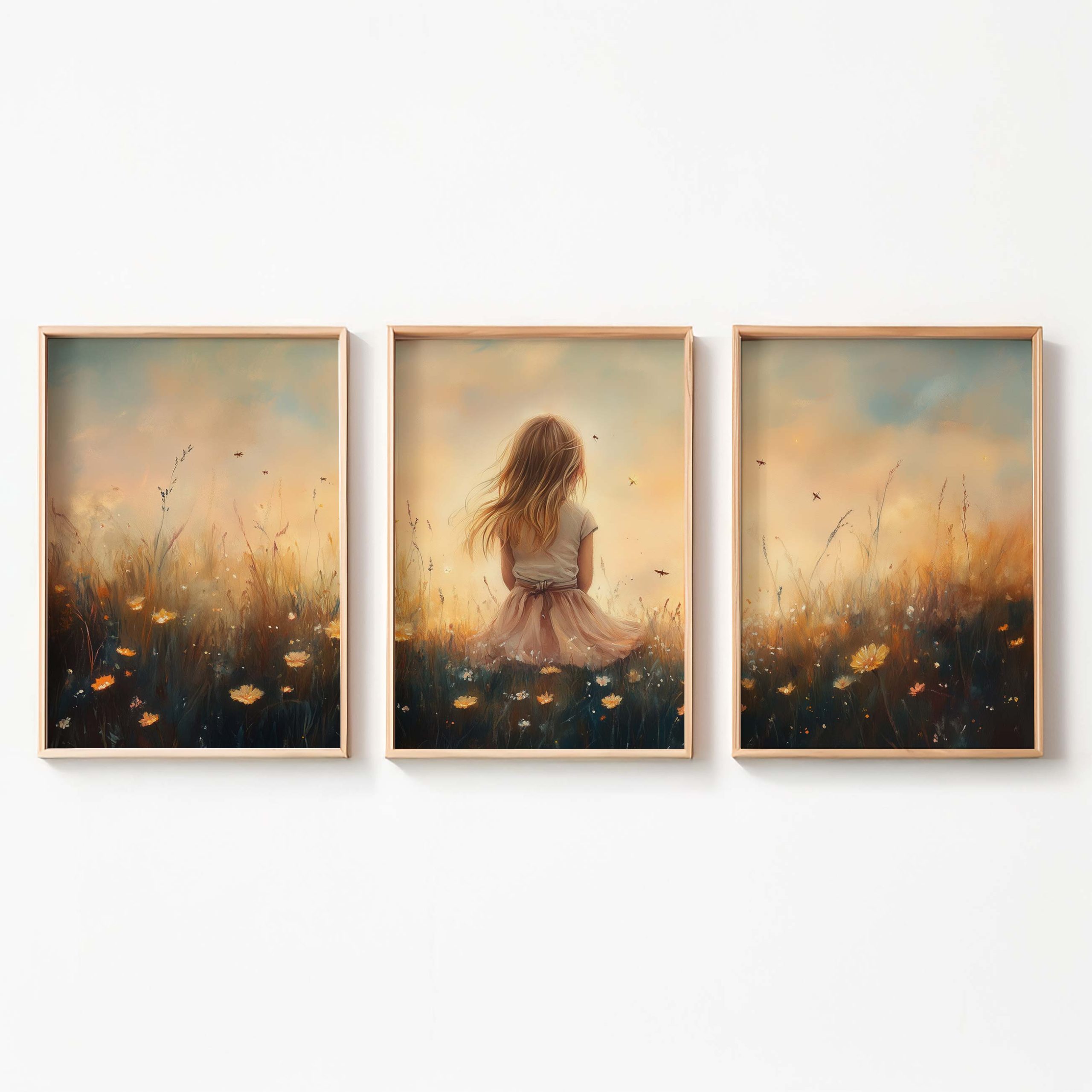 Zacht bloemenmeisje in pastel veld - Afbeelding 9