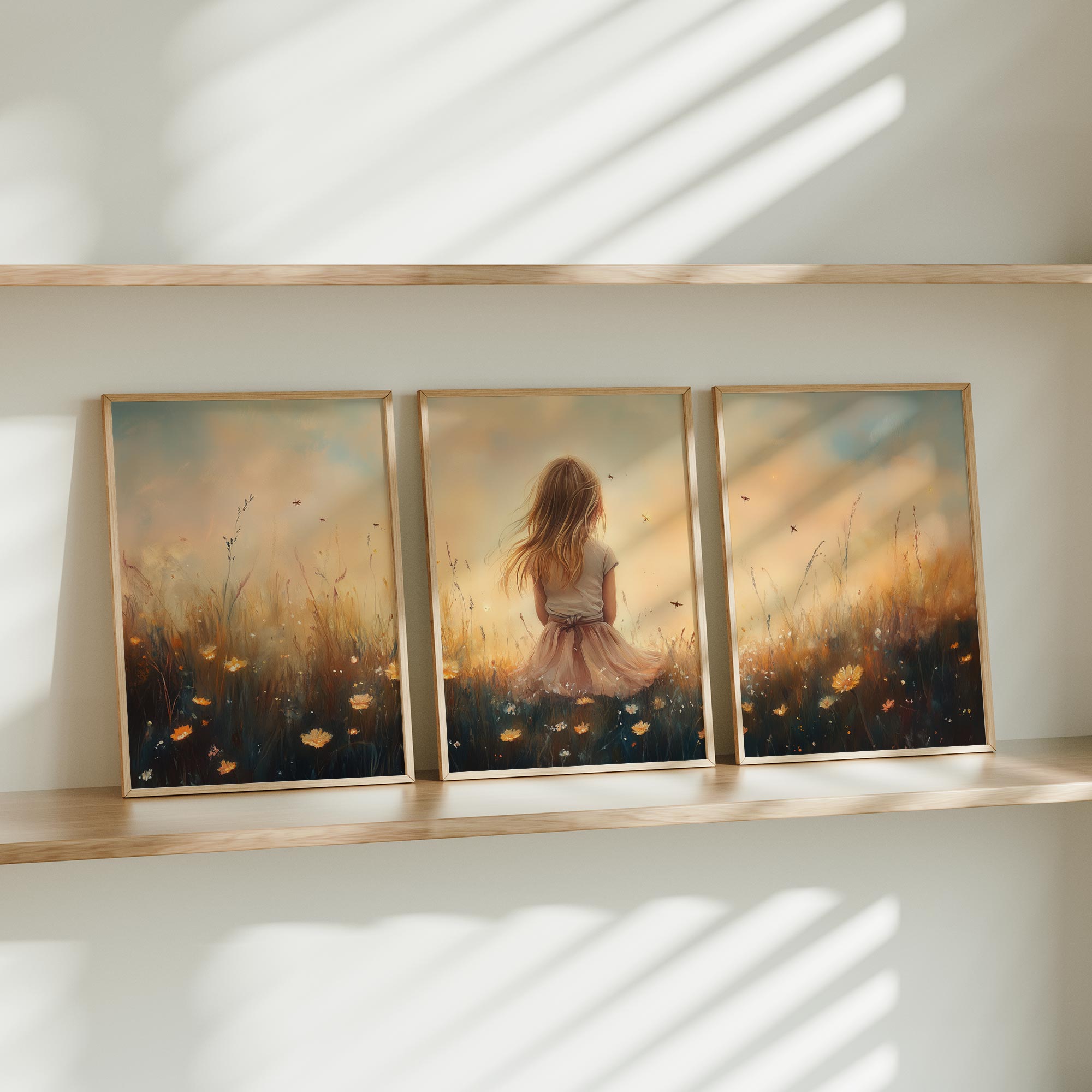 Zacht bloemenmeisje in pastel veld - Afbeelding 11