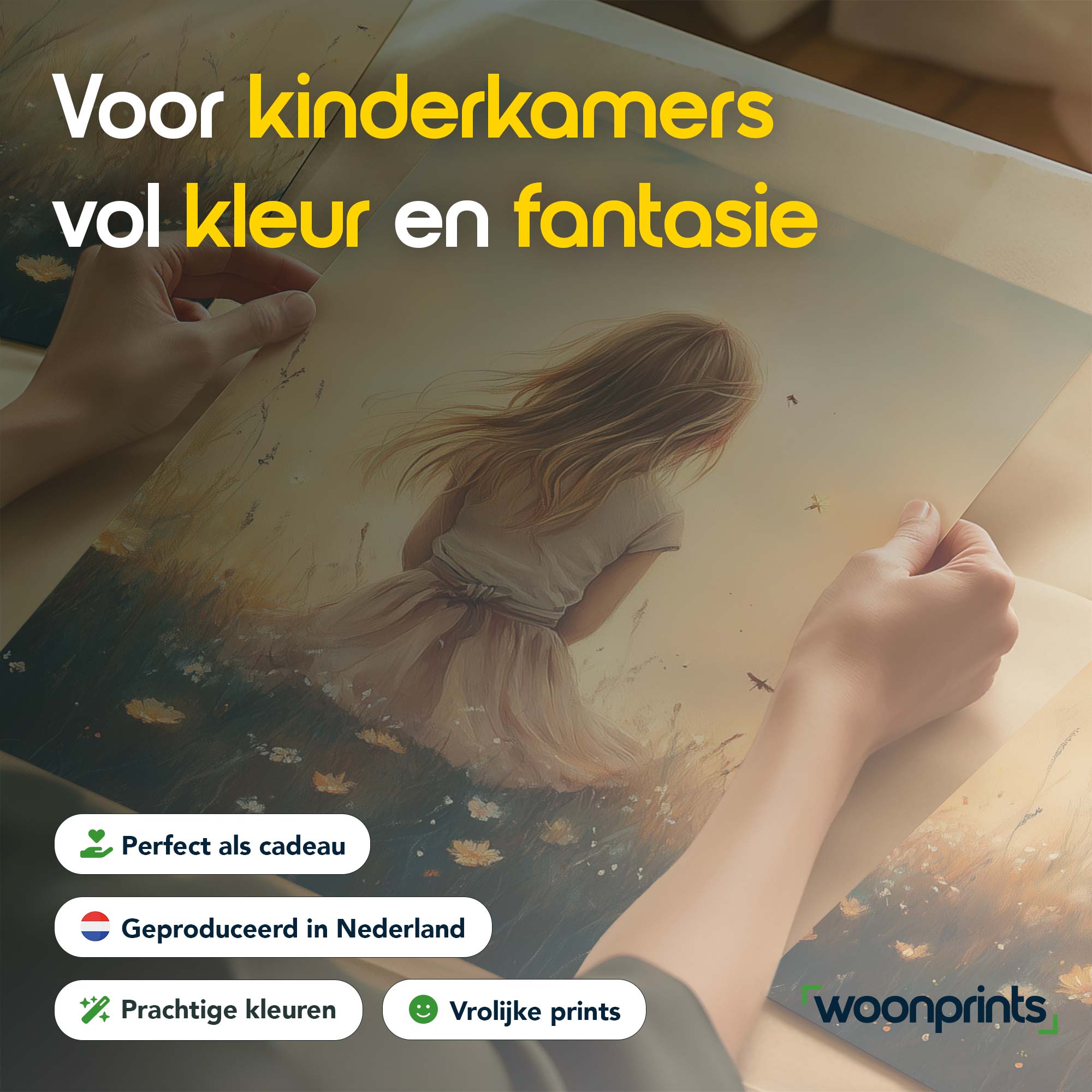 Zacht bloemenmeisje in pastel veld - Afbeelding 4