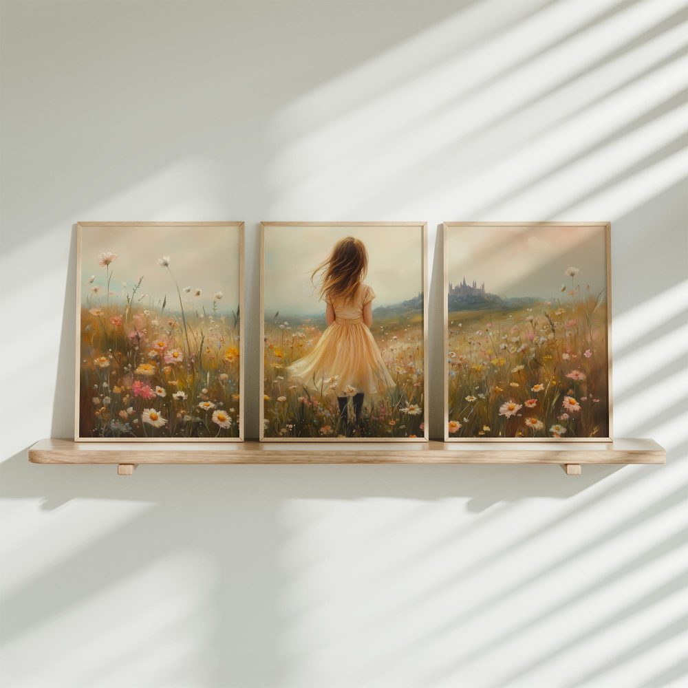 Zacht Geel Meisje in Dromerig Bloemenveld