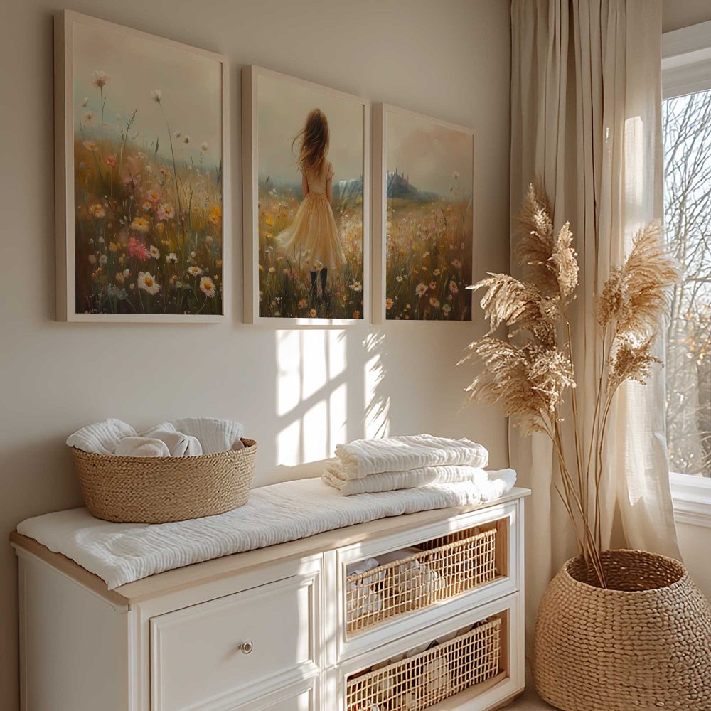 Alternative view of Zacht Geel Meisje in Dromerig Bloemenveld