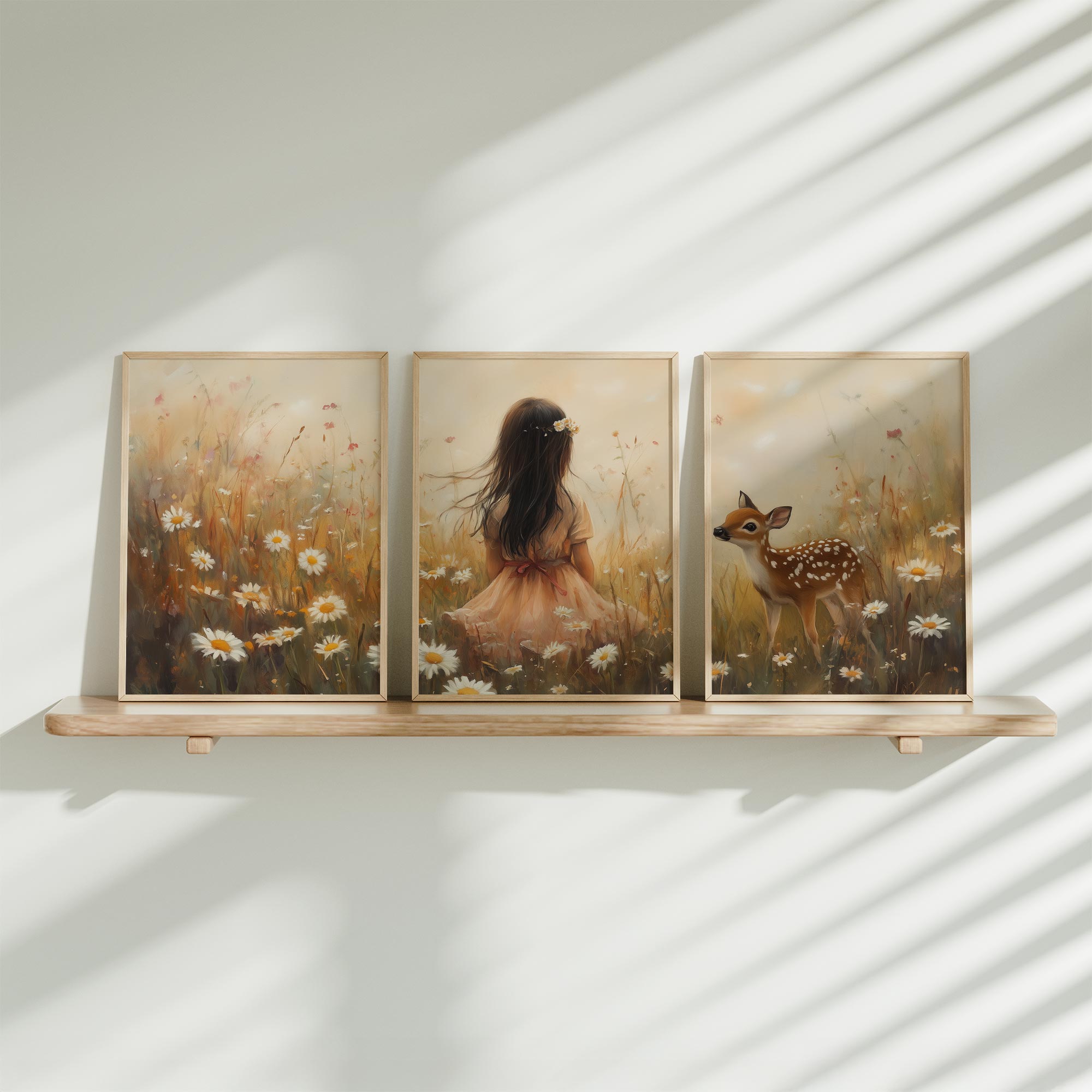 Teder Moment: Meisje en Hert in Bloemenveld