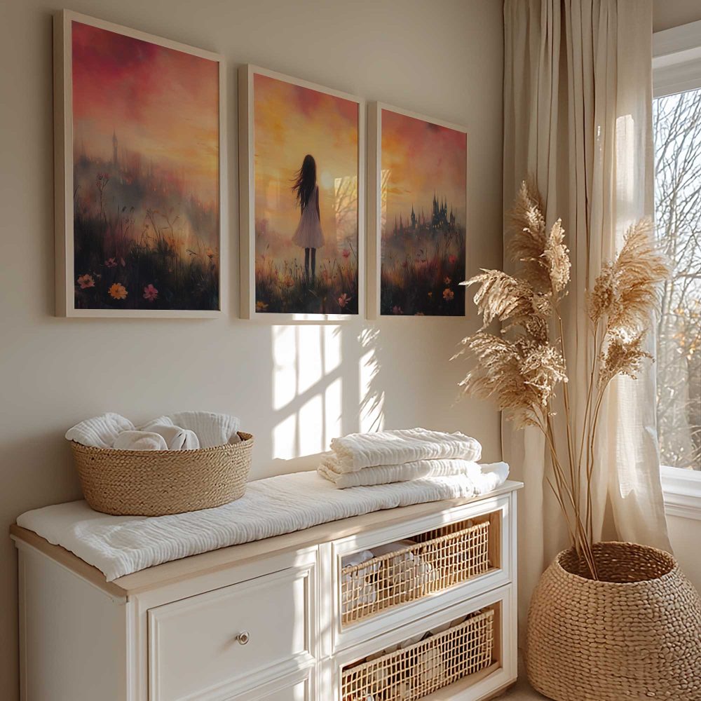 Alternative view of Feeëriek Meisje in Bloemenveld met Kasteel