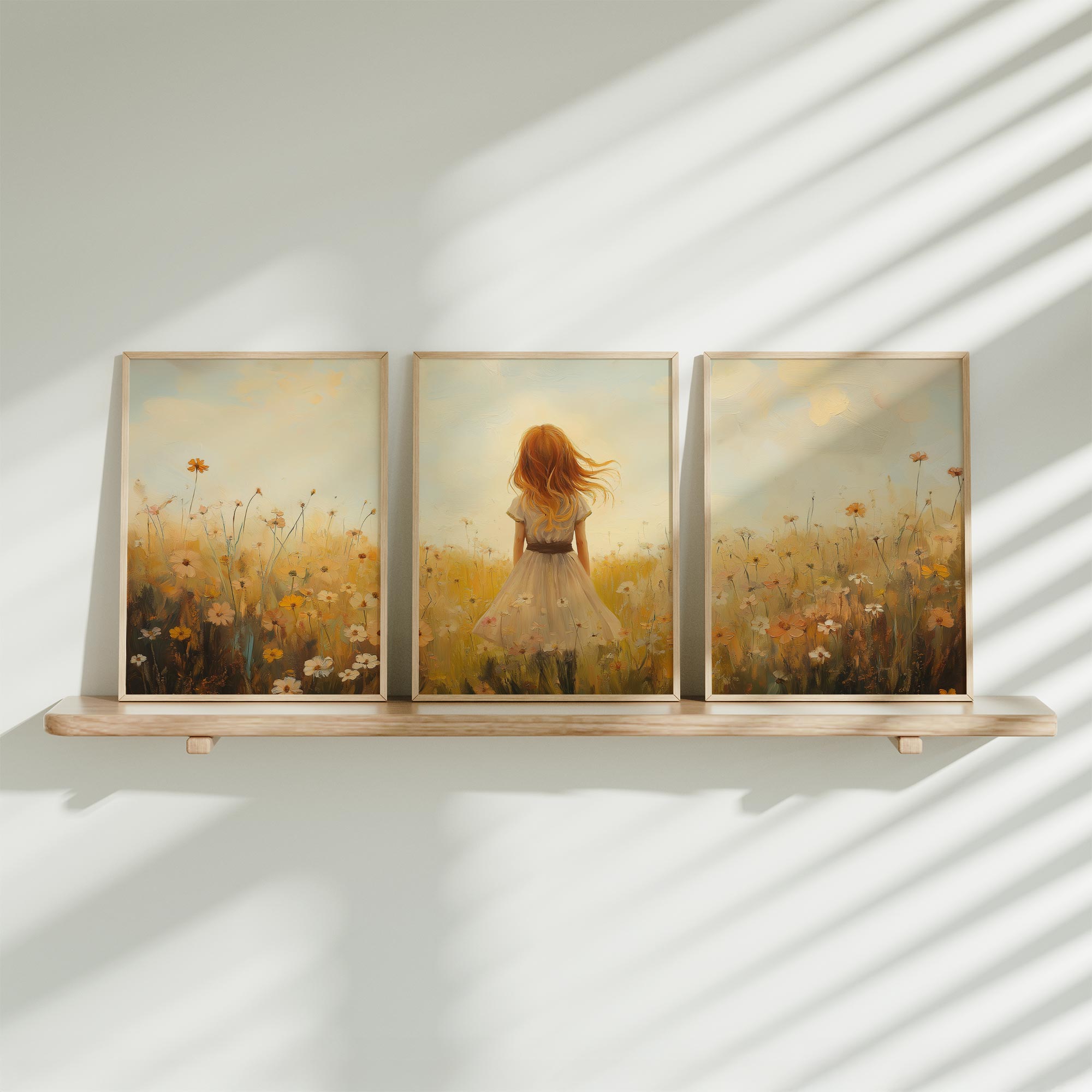 Zonnig Meisje in Bloeiend Bloemenveld