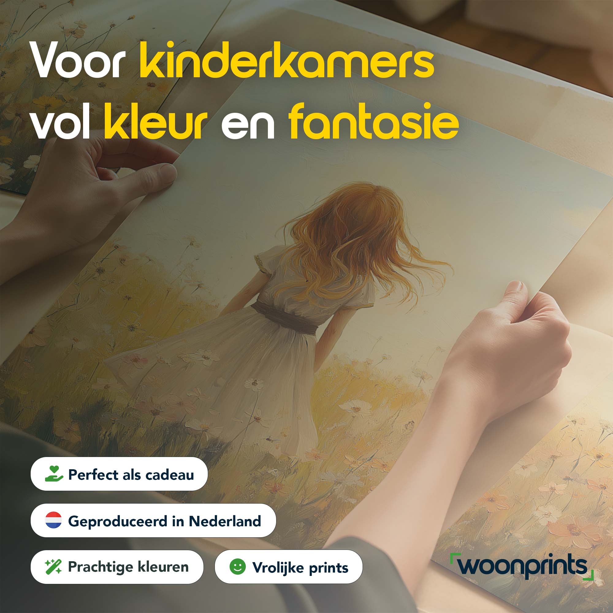 Zonnig Meisje in Bloeiend Bloemenveld - Afbeelding 4
