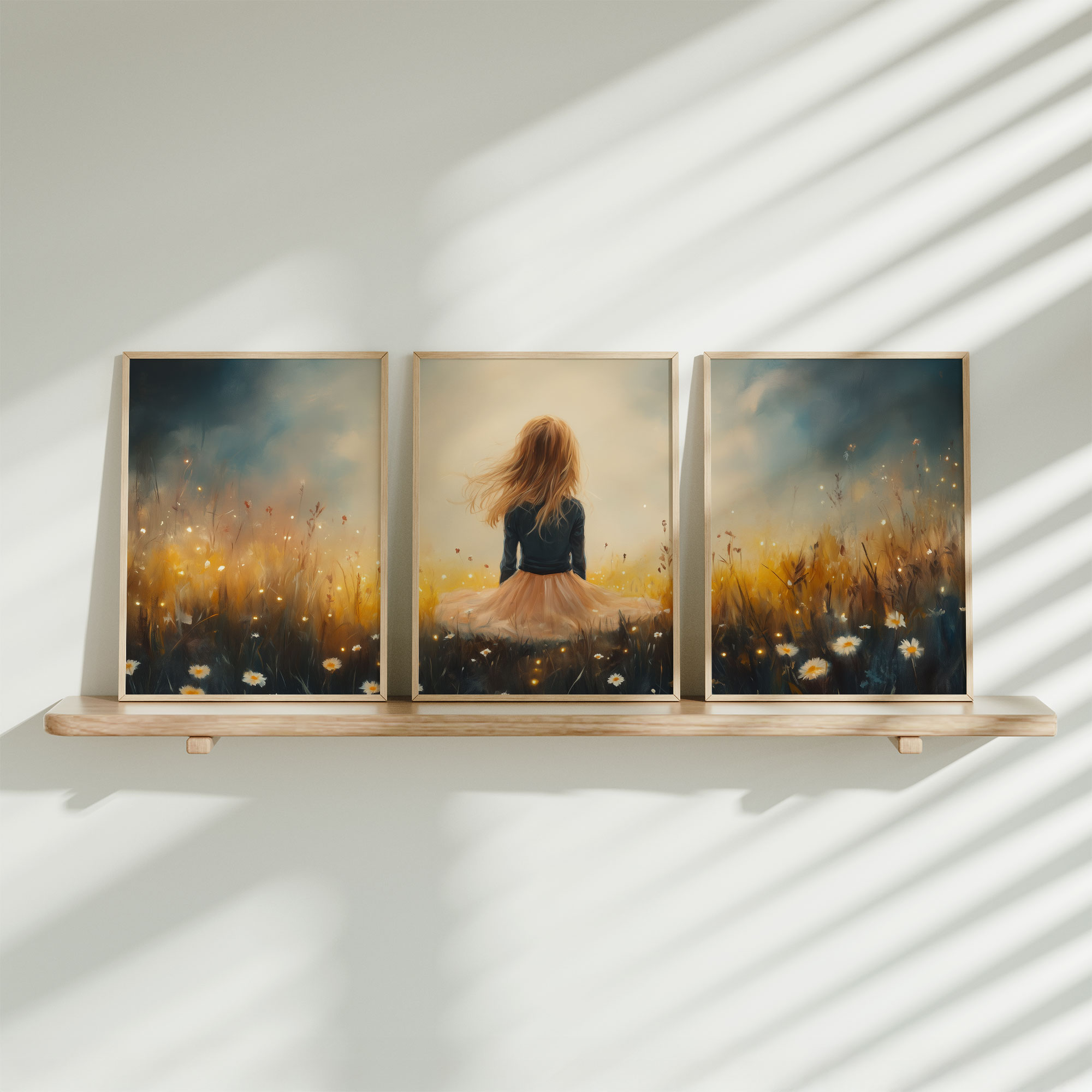 Zacht Pastel Meisje in Bloemenveld – Serene Sfeer