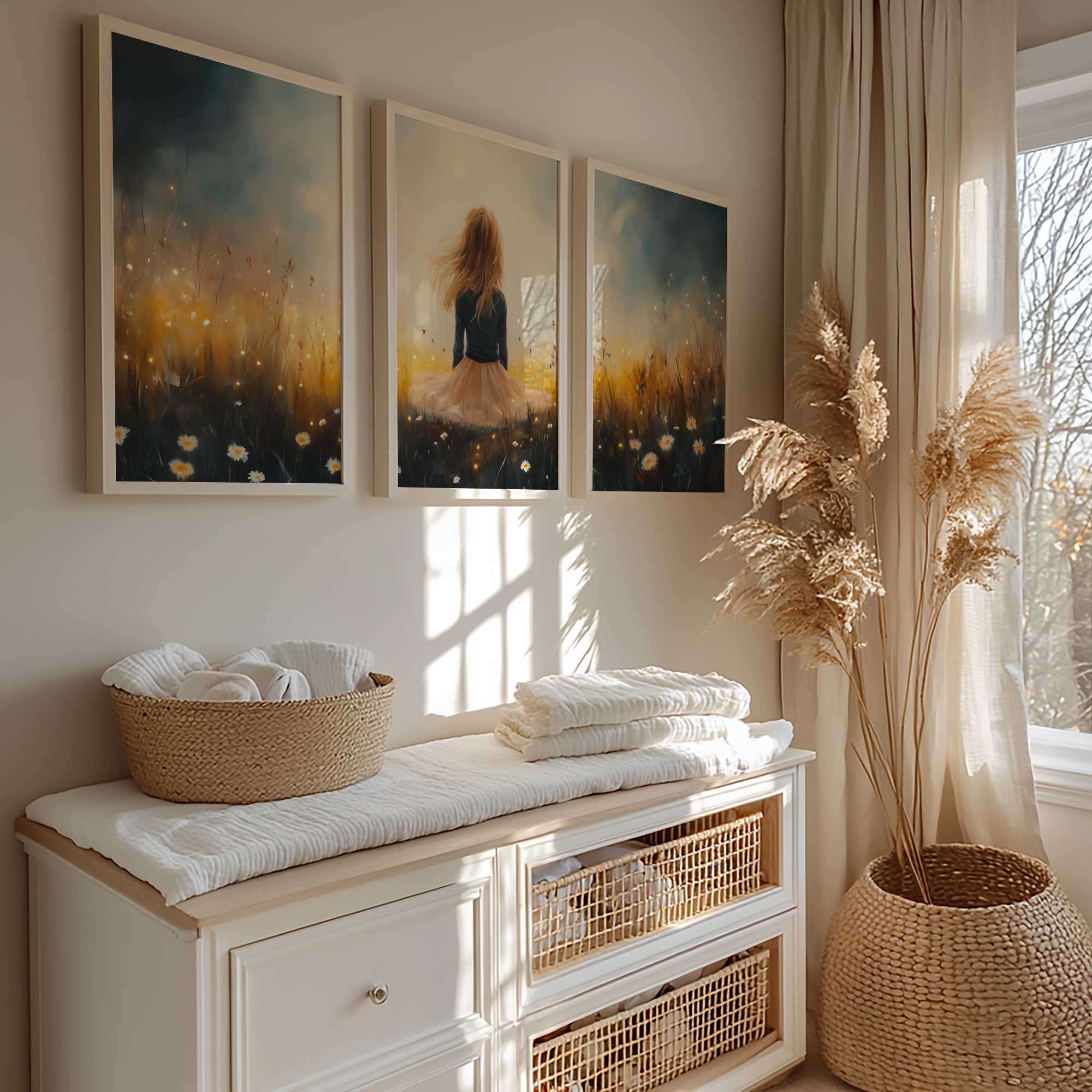 Zacht Pastel Meisje in Bloemenveld – Serene Sfeer - Afbeelding 2