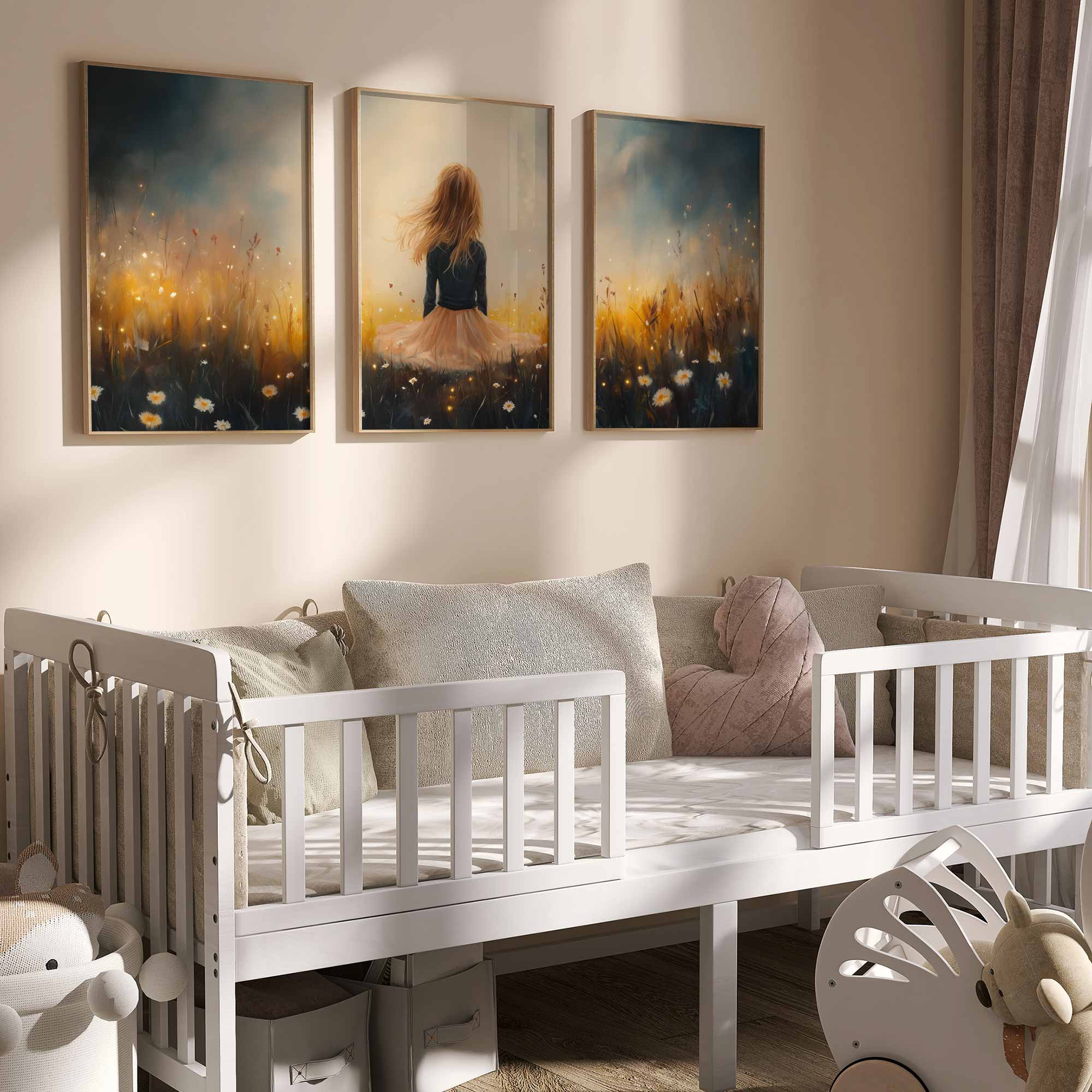 Zacht Pastel Meisje in Bloemenveld – Serene Sfeer - Afbeelding 3