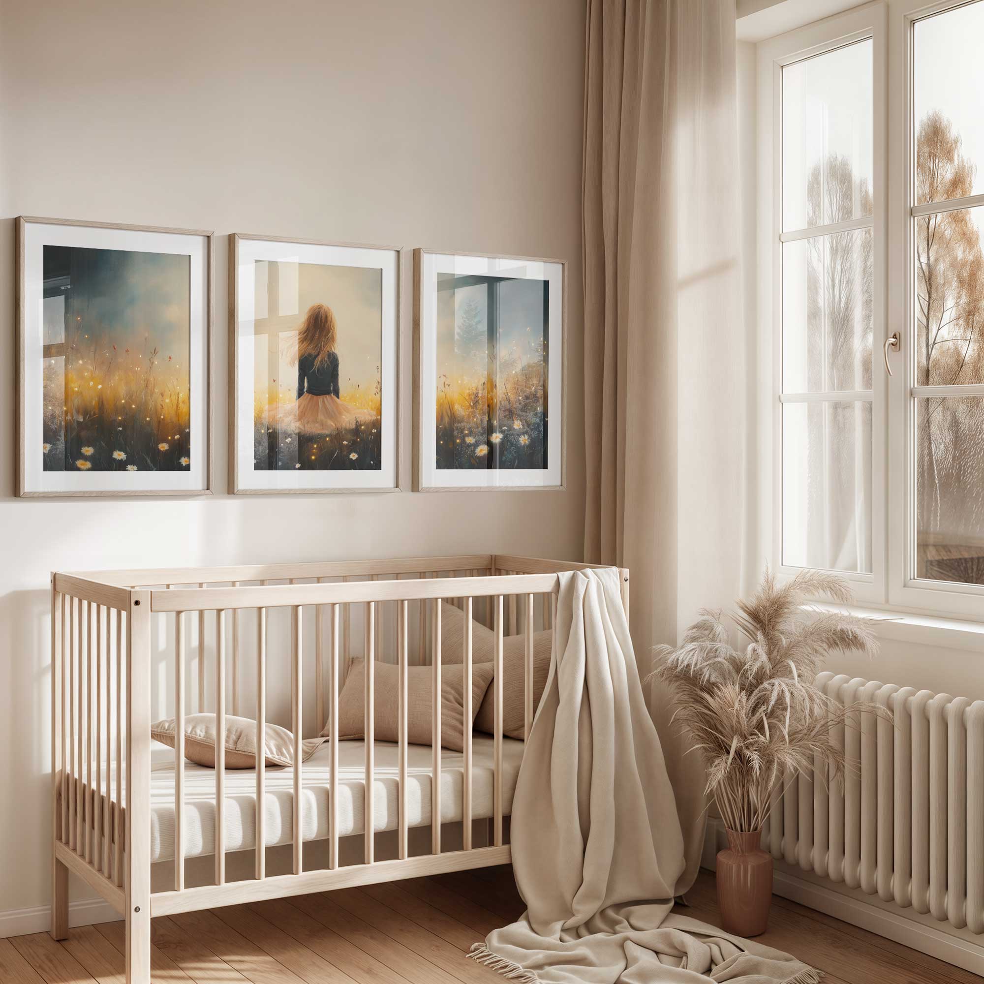 Zacht Pastel Meisje in Bloemenveld – Serene Sfeer - Afbeelding 5