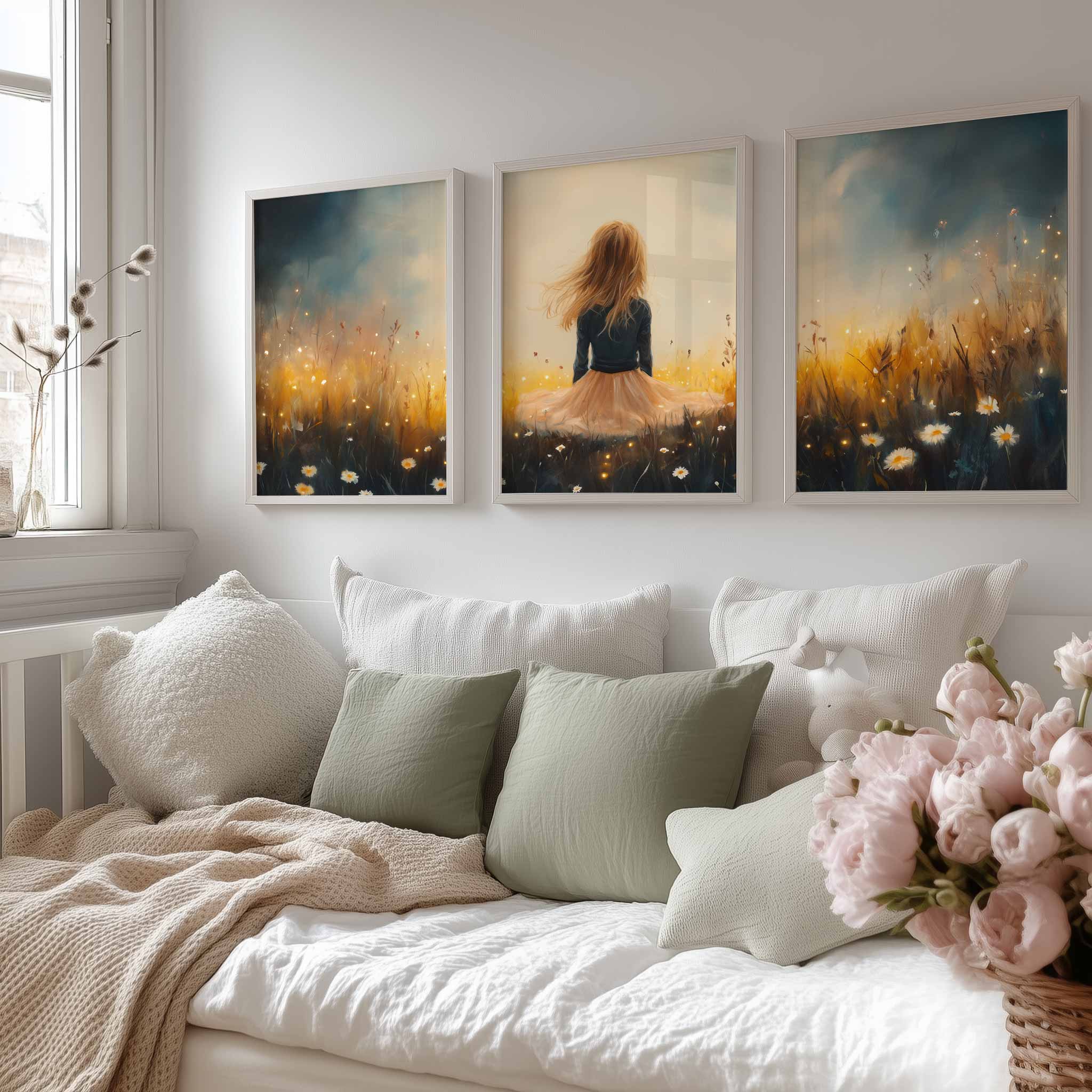 Zacht Pastel Meisje in Bloemenveld – Serene Sfeer - Afbeelding 13