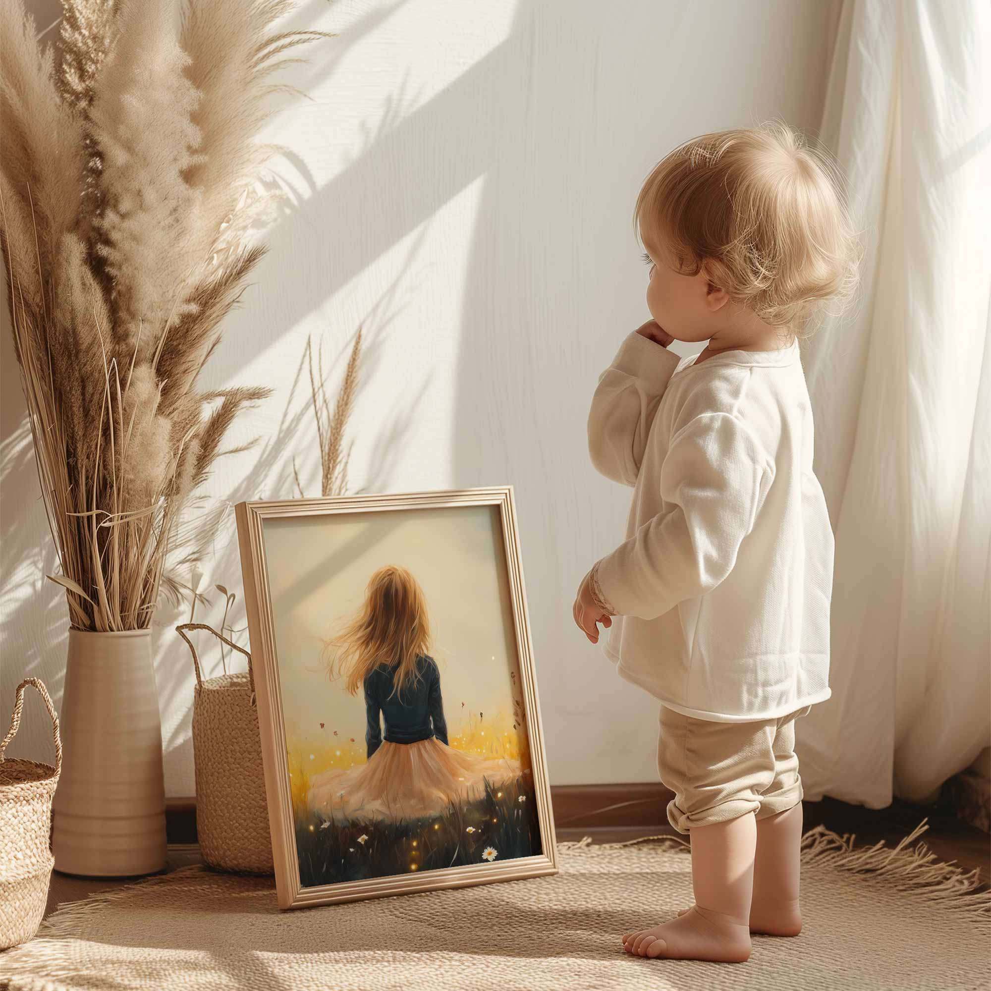 Zacht Pastel Meisje in Bloemenveld – Serene Sfeer - Afbeelding 12