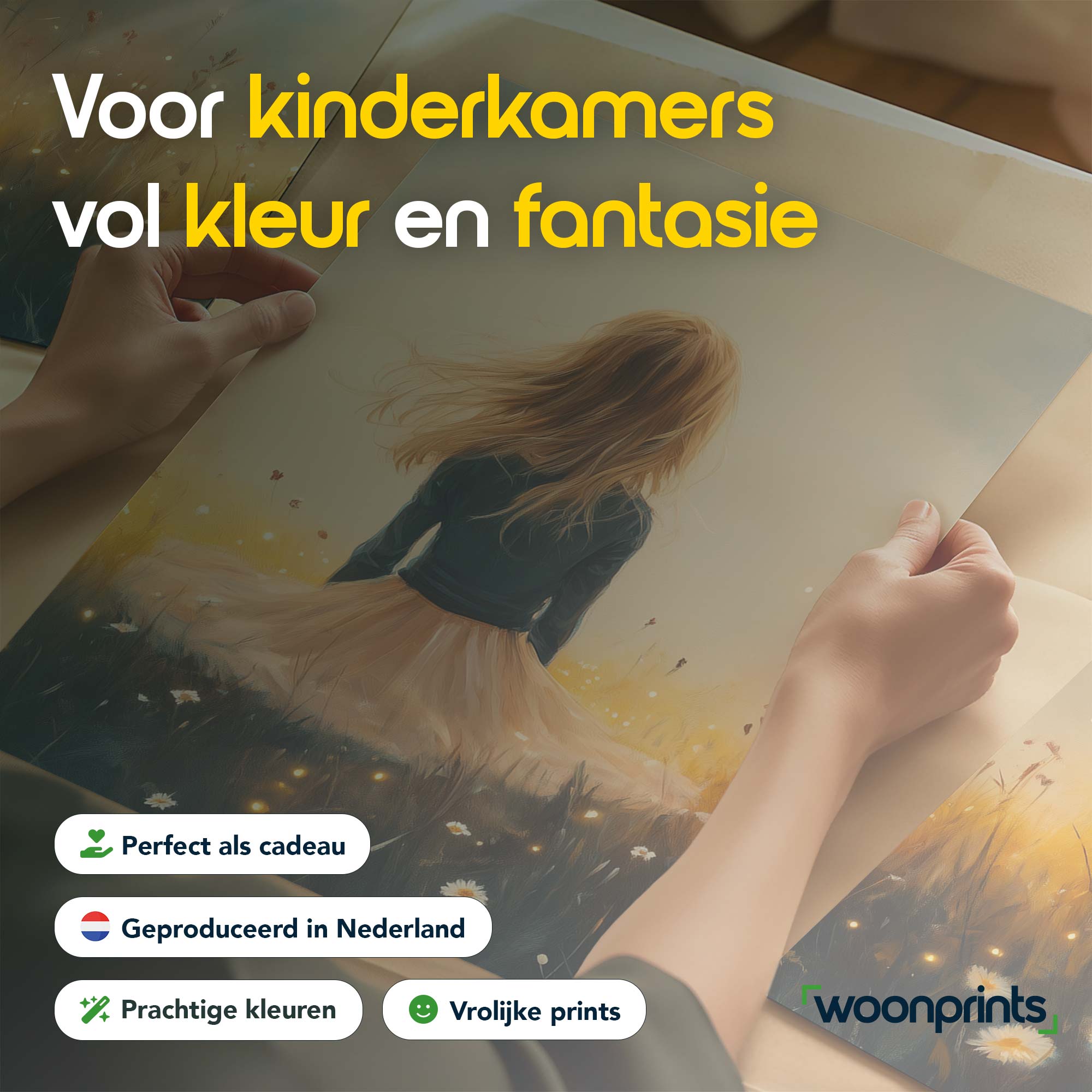 Zacht Pastel Meisje in Bloemenveld – Serene Sfeer - Afbeelding 4