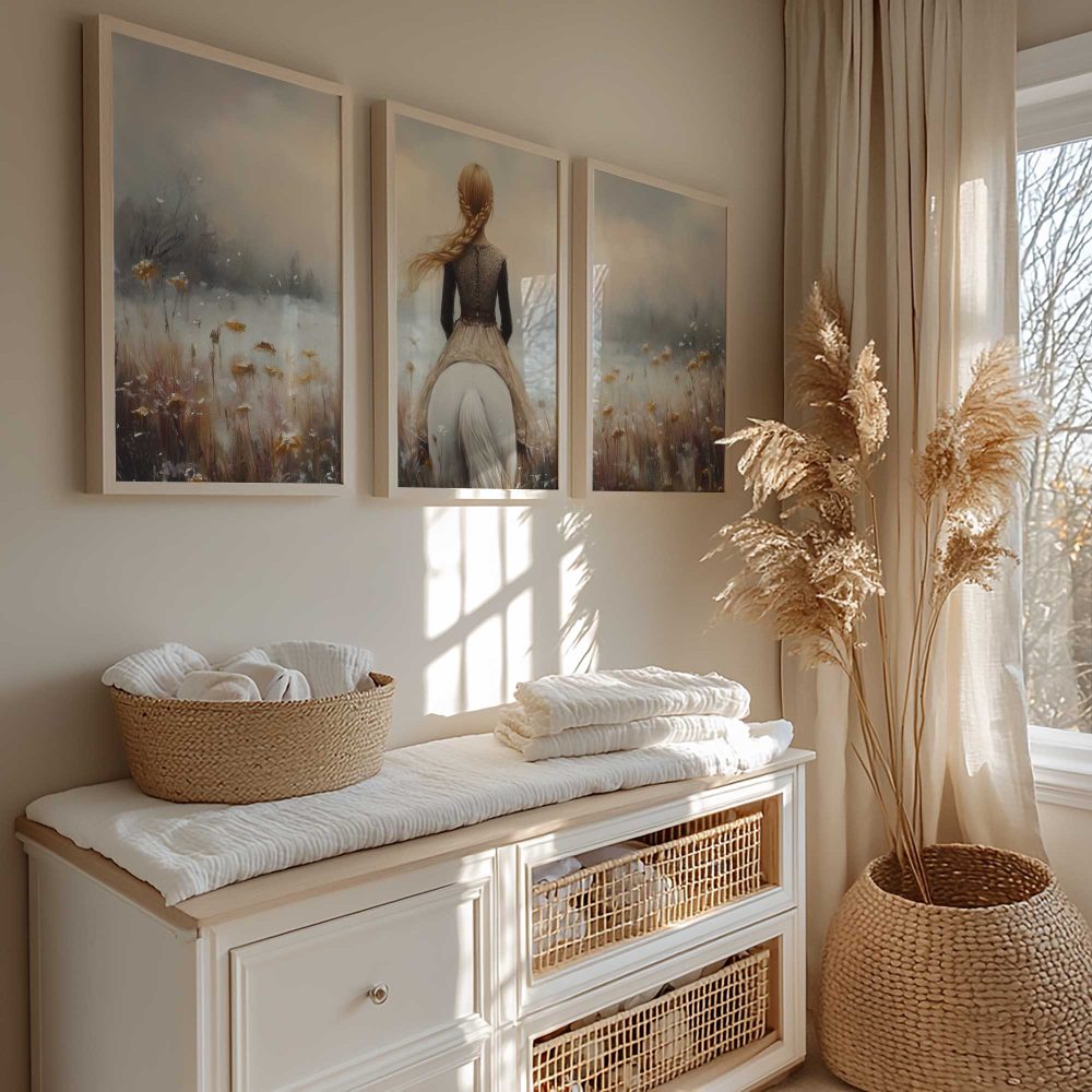 Alternative view of Blonde Droom in Pastel: Vrouw te Paard tussen Bloemen