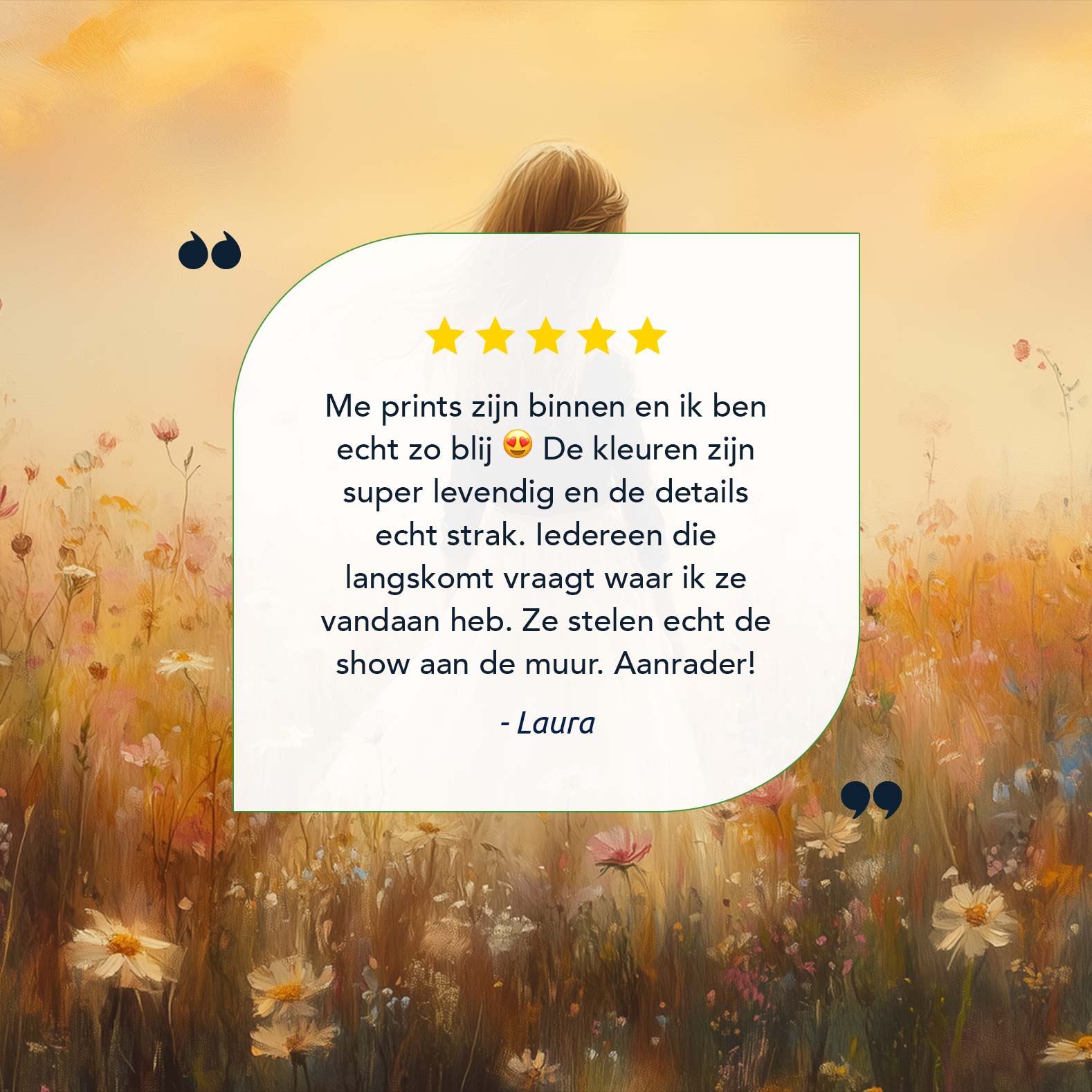 Dromerig bloemenveld met witte jurk - Afbeelding 7