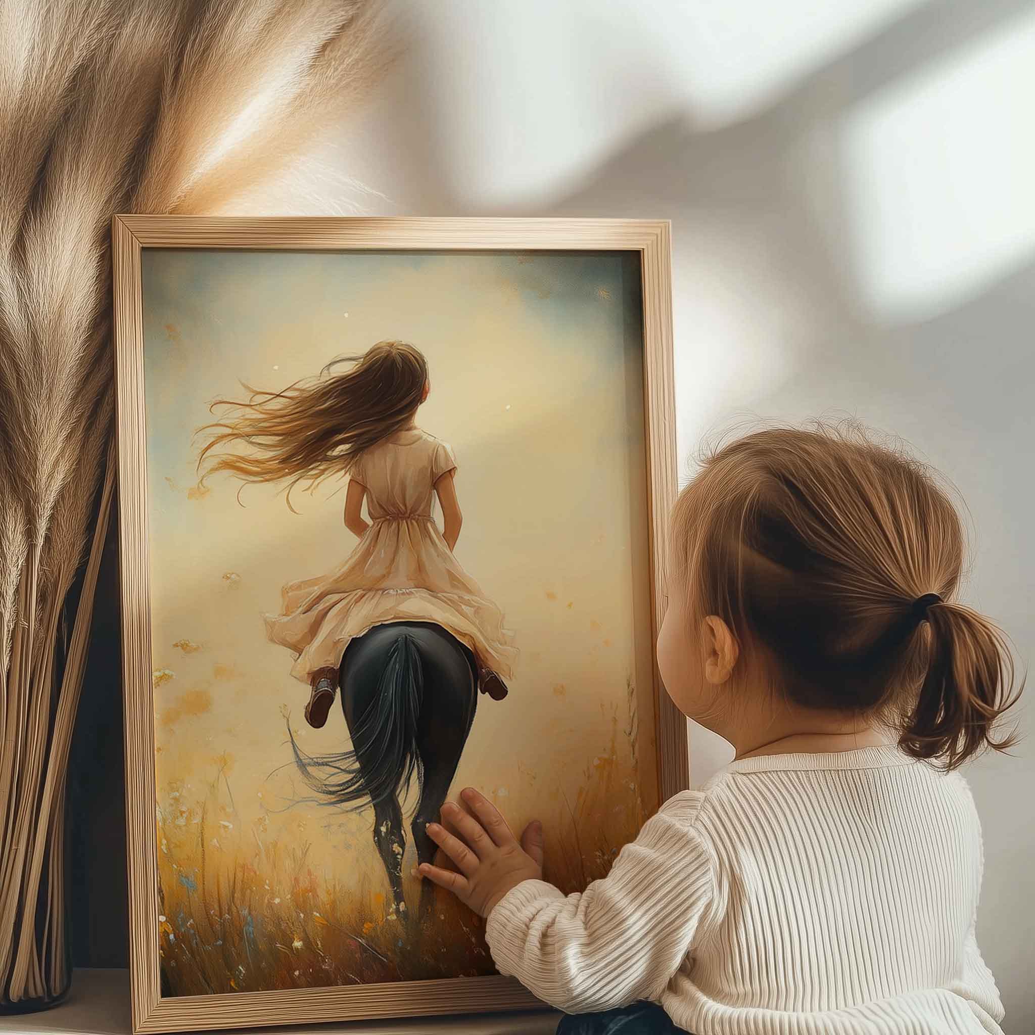 Zacht Droomlandschap met Vrouw en Paard - Afbeelding 6