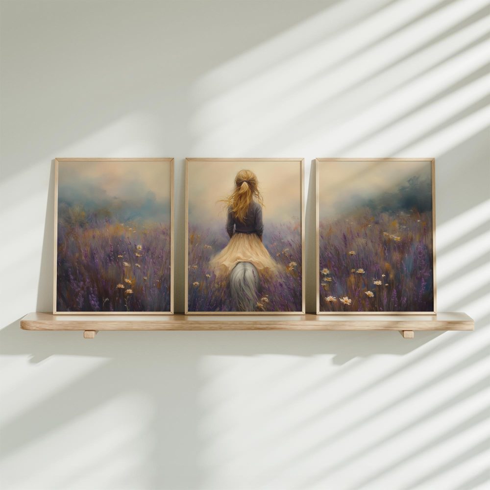 Blonde Droom in Bloemenveld met Paard