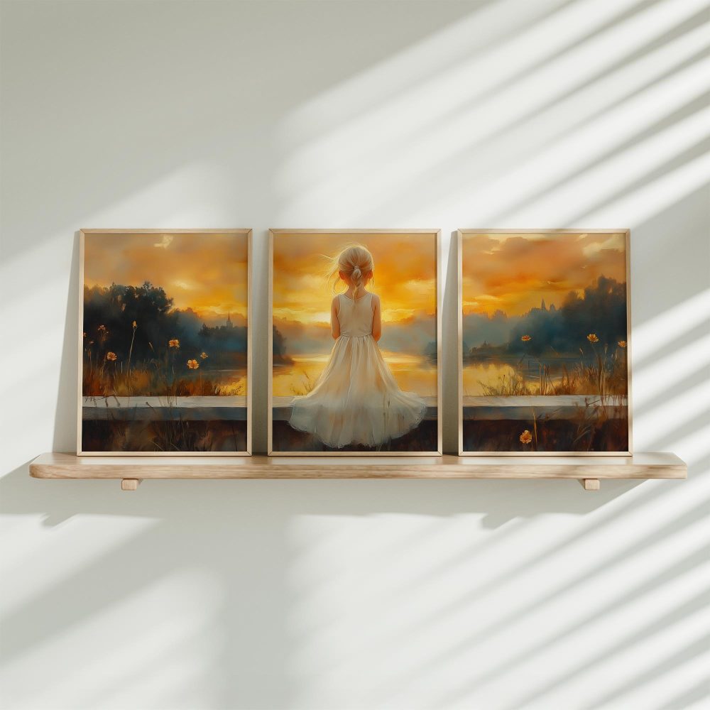 Zonsondergang Droom: Meisje in Witte Jurk