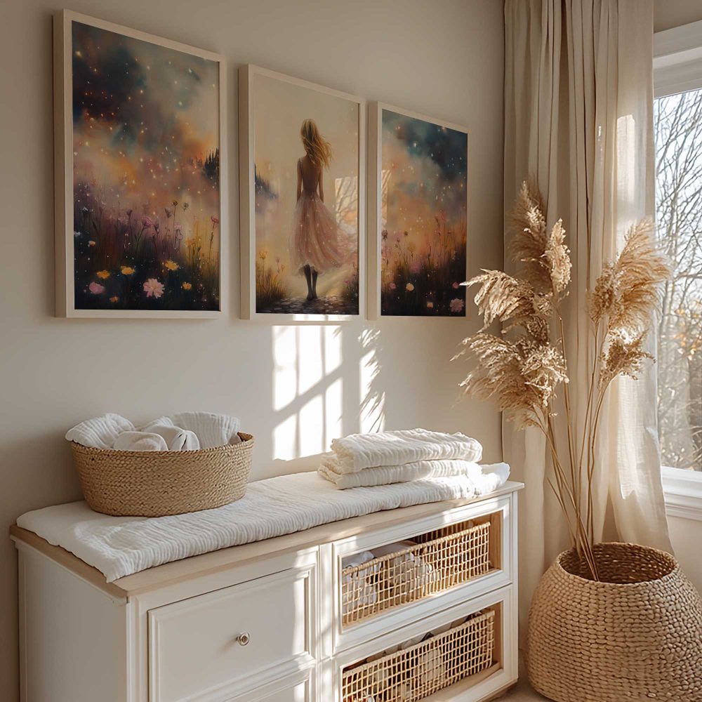 Alternative view of Feeërieke Dame in Bloemenveld met Kasteel