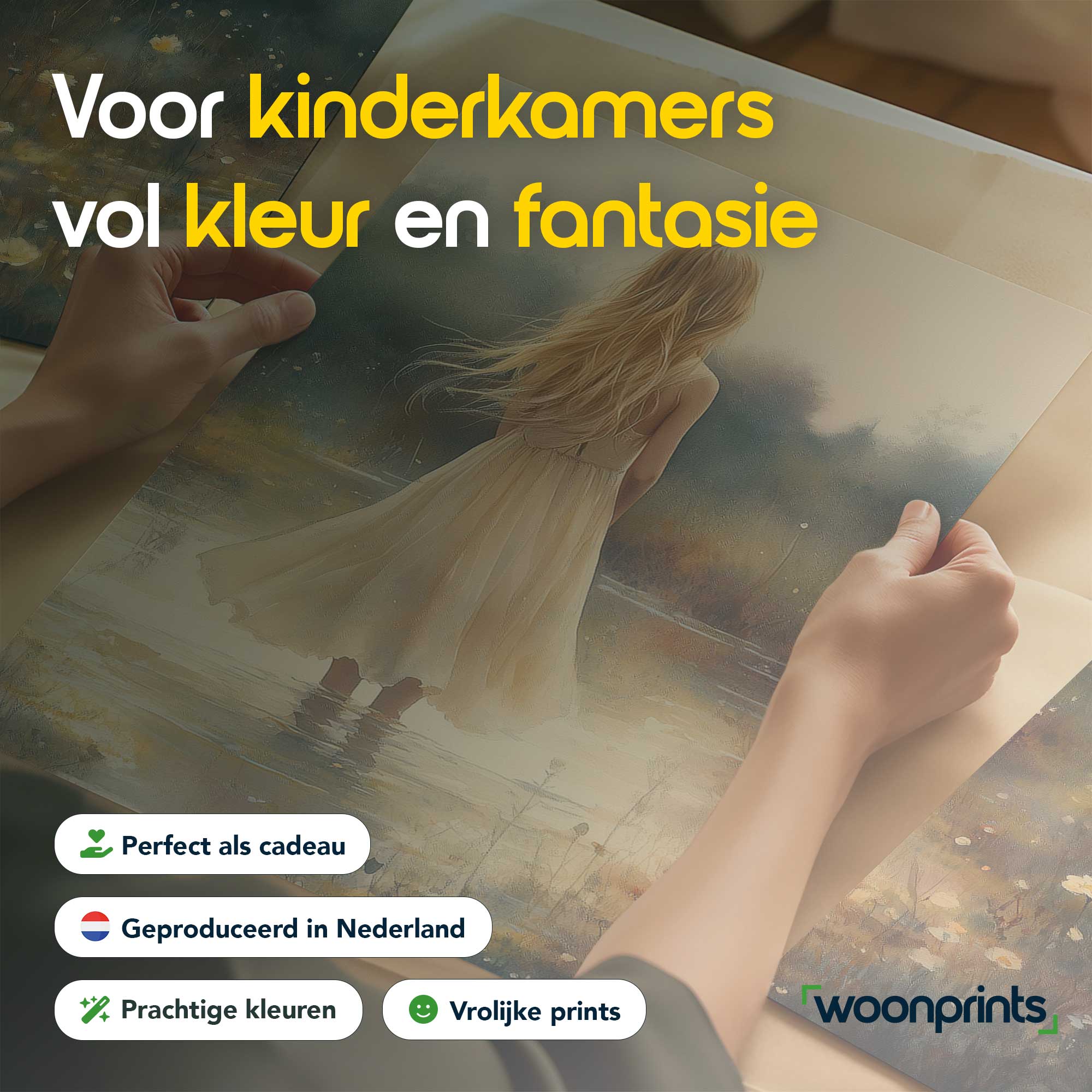 Zacht Dromen in Bloemenveld – Meisje in Pastel - Afbeelding 4